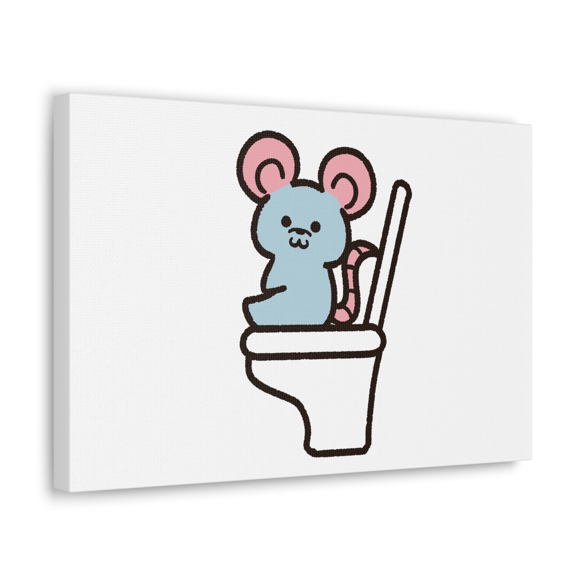 Cartoon Mouse Sitting On Toilet Funny Canvas Wall Art for Home Decor Ready-to-Hand-Express Your Love Gifts