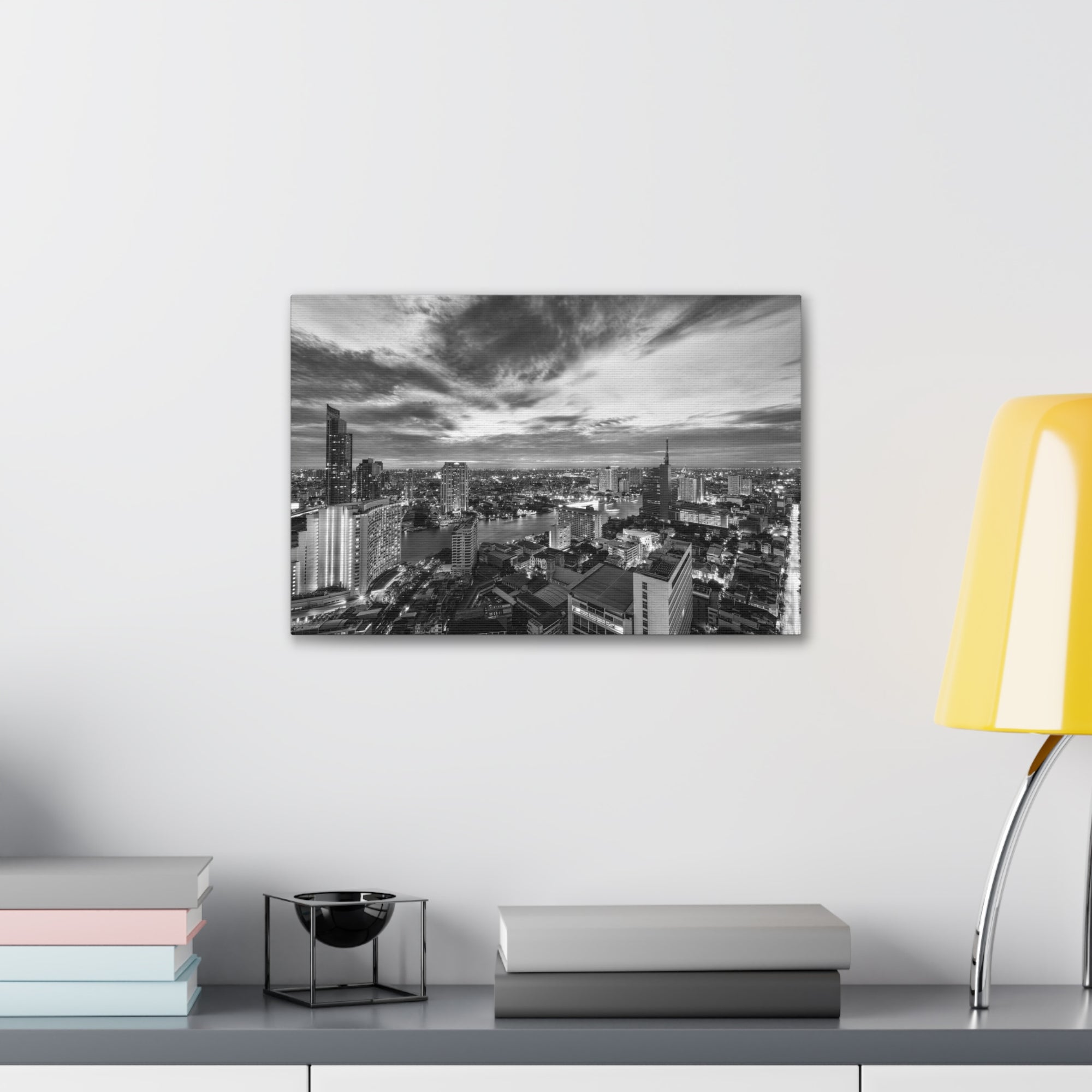 Bangkok Black And White Skyline Canvas Artwork High-Quality Breathtaking Stunning Cityscape for Home Decor Ready to Hang-Express Your Love Gifts