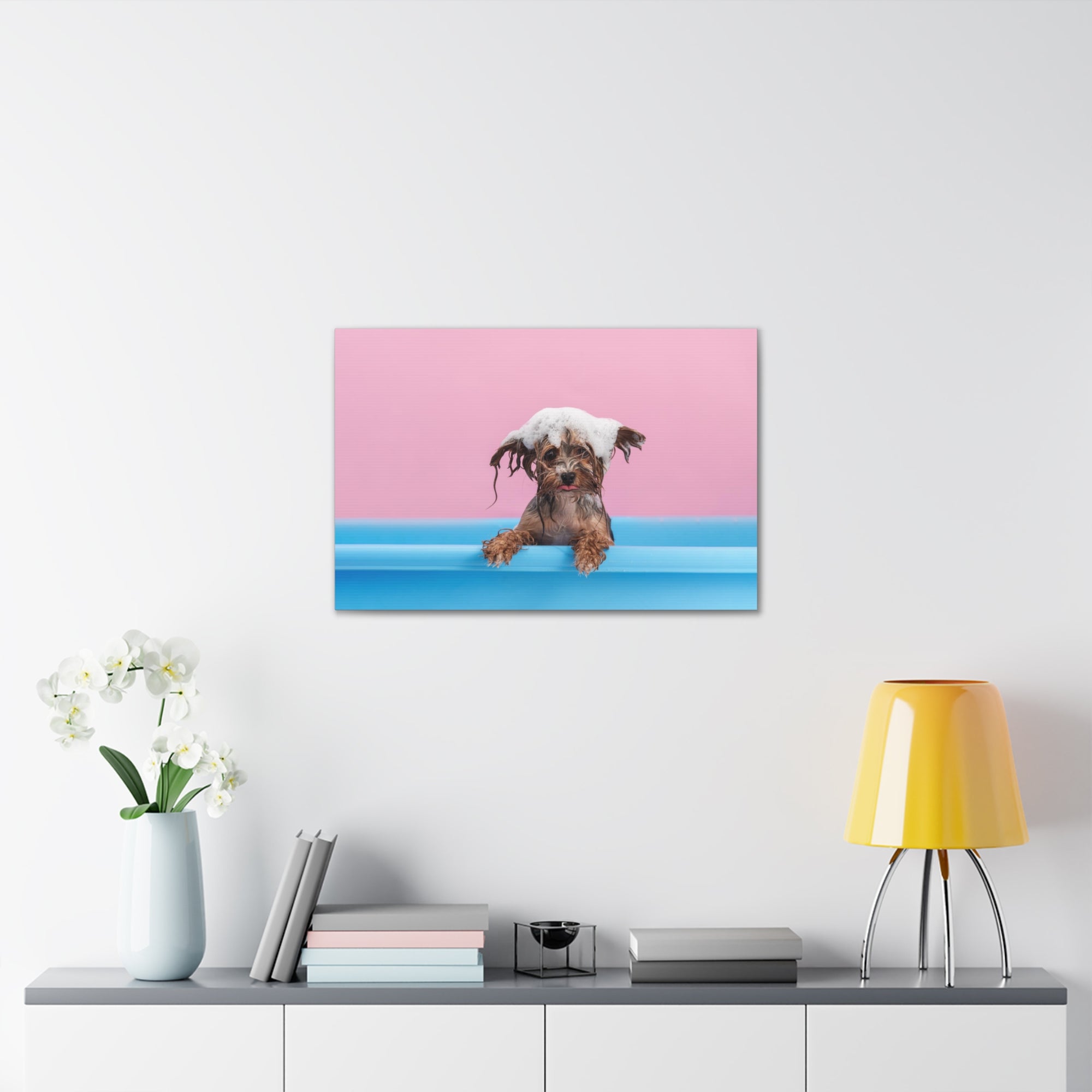 Funny Yorkshire Terrier Bathee Canvas Wall Art for Home Decor Ready-to-Hang-Express Your Love Gifts