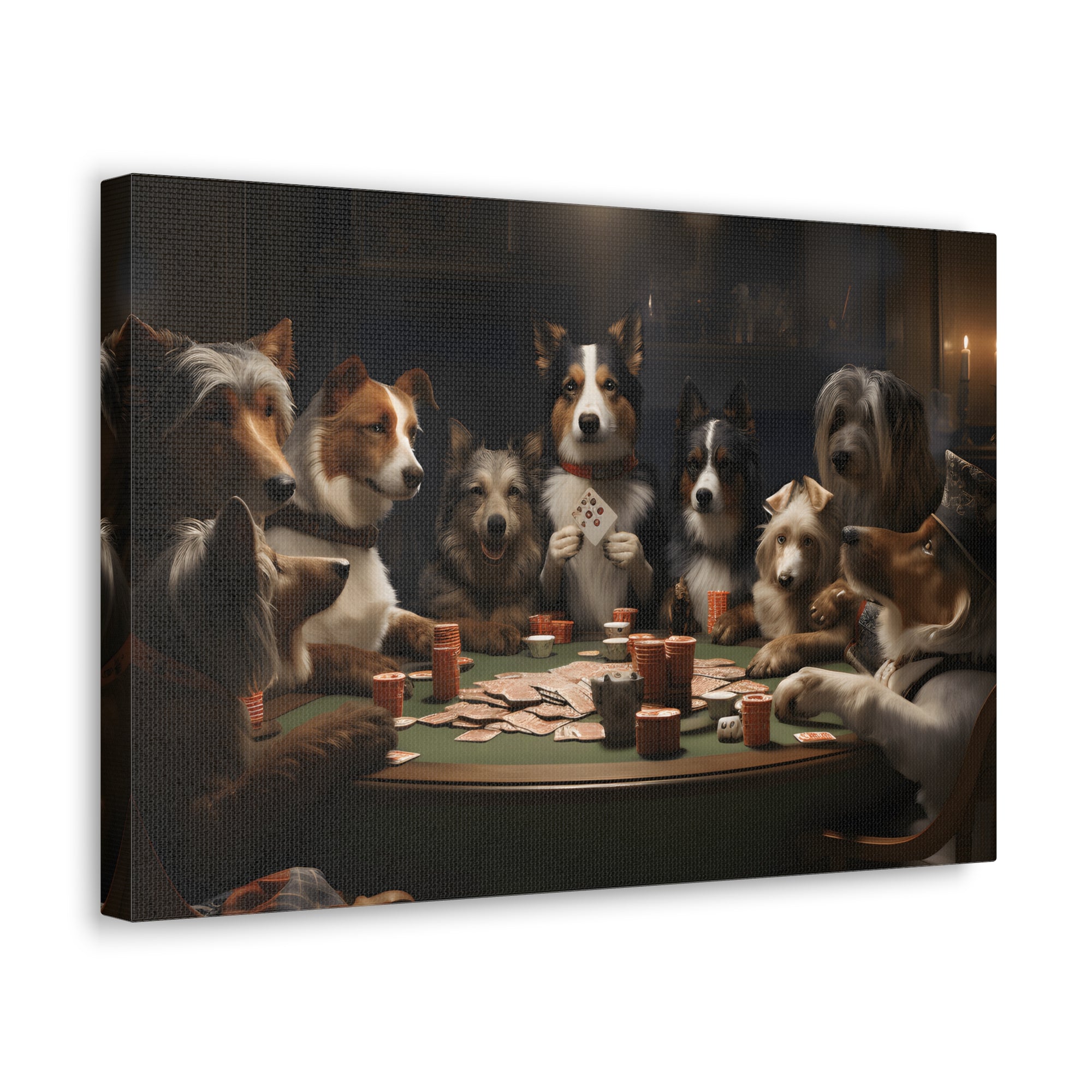 Different Dogs Playing Poker New York Animals Playing Card Canvas Wall Art for Home Decor Ready-to-Hang-Express Your Love Gifts