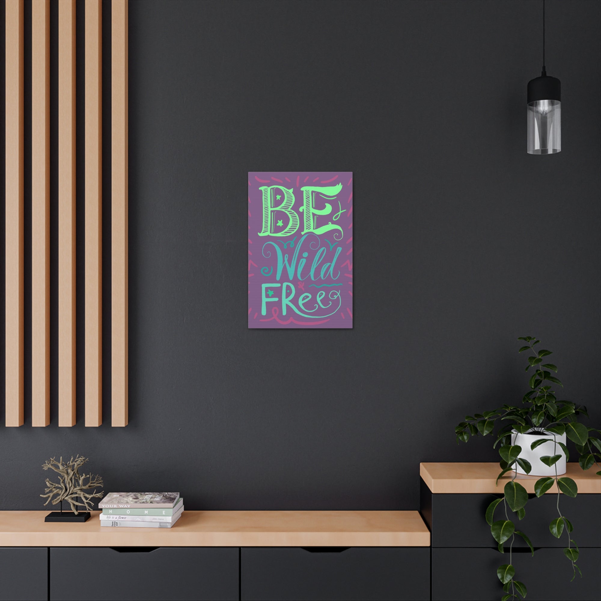 Be Wild And Free Purple Background Inspirational Canvas Wall Art for Home Decor Ready-to-Hang-Express Your Love Gifts