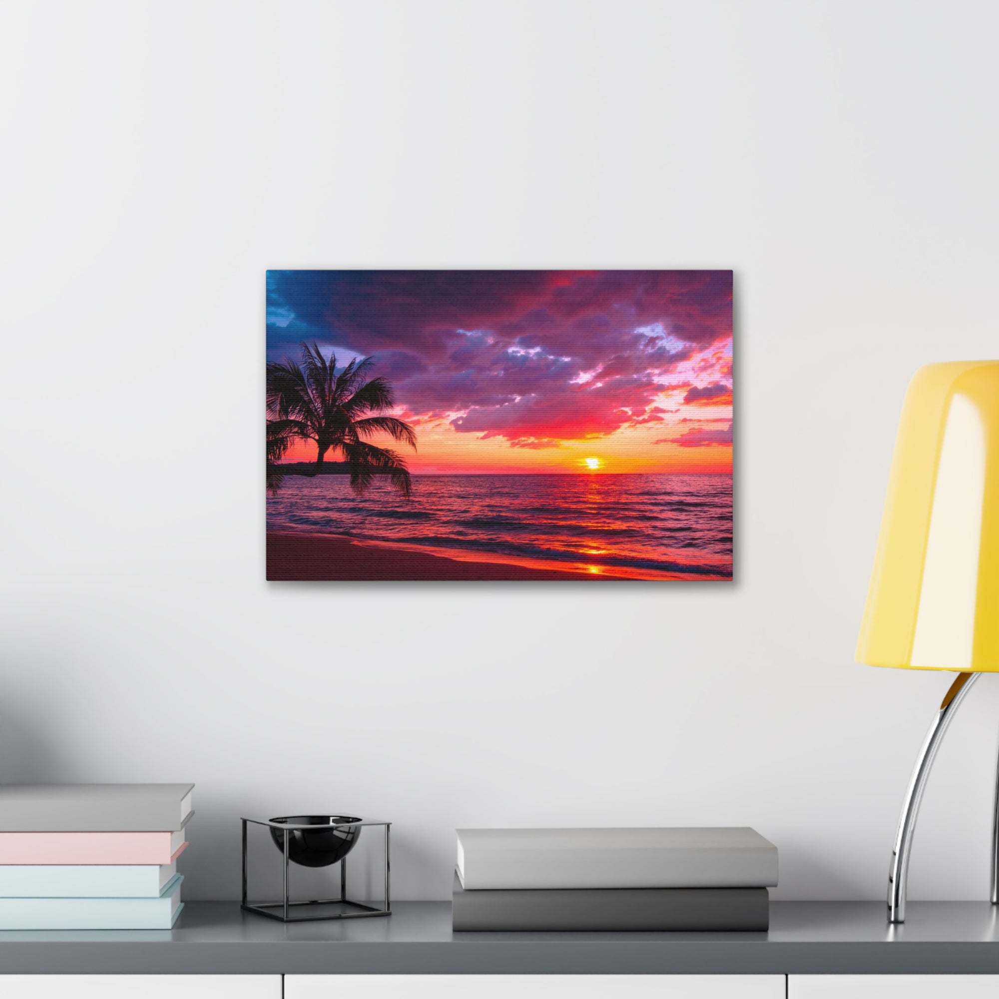 Beautiful Sunset Tropical Beach Ocean Canvas Wall Art for Home Decor Ready-to-Hang-Express Your Love Gifts