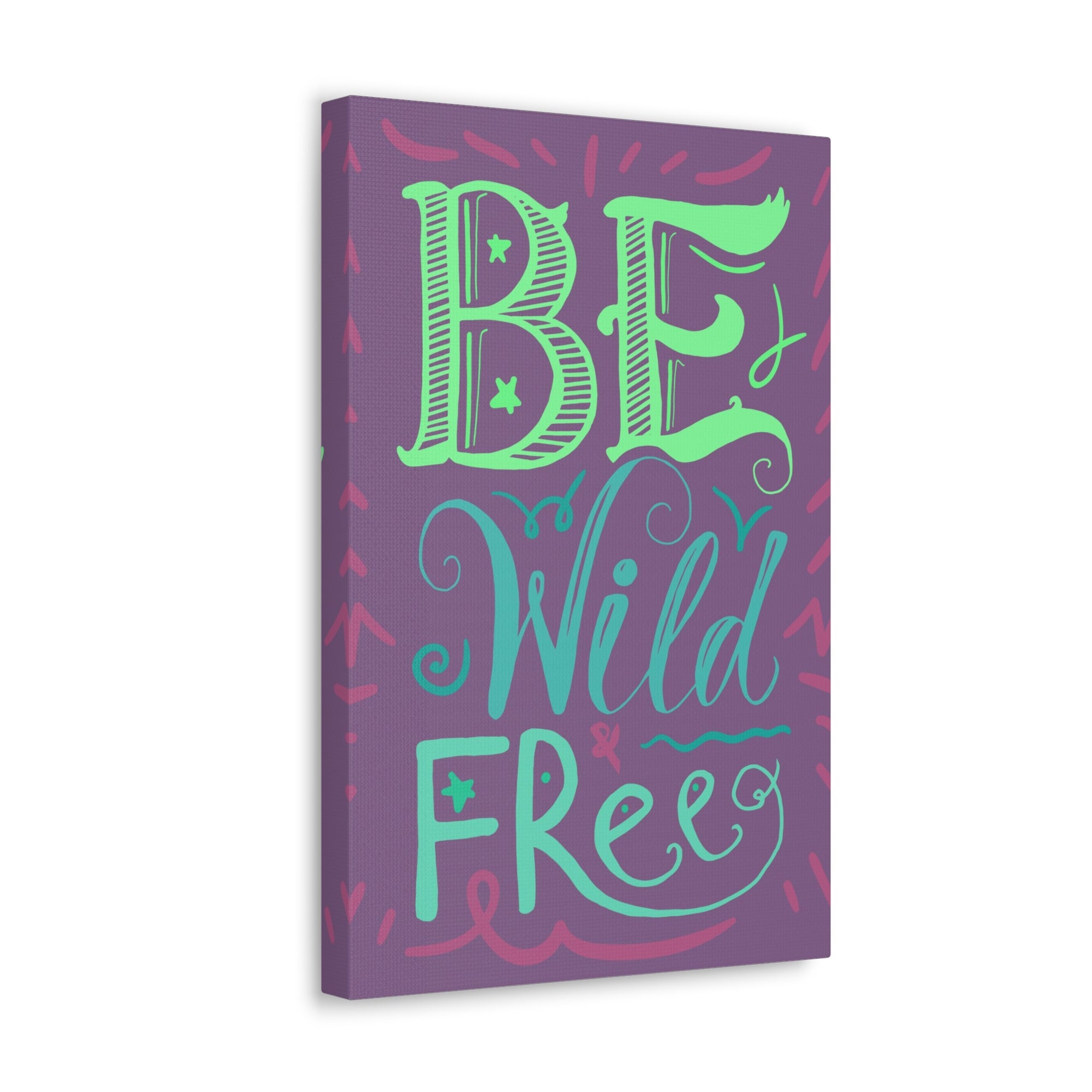 Be Wild And Free Purple Background Inspirational Canvas Wall Art for Home Decor Ready-to-Hang-Express Your Love Gifts