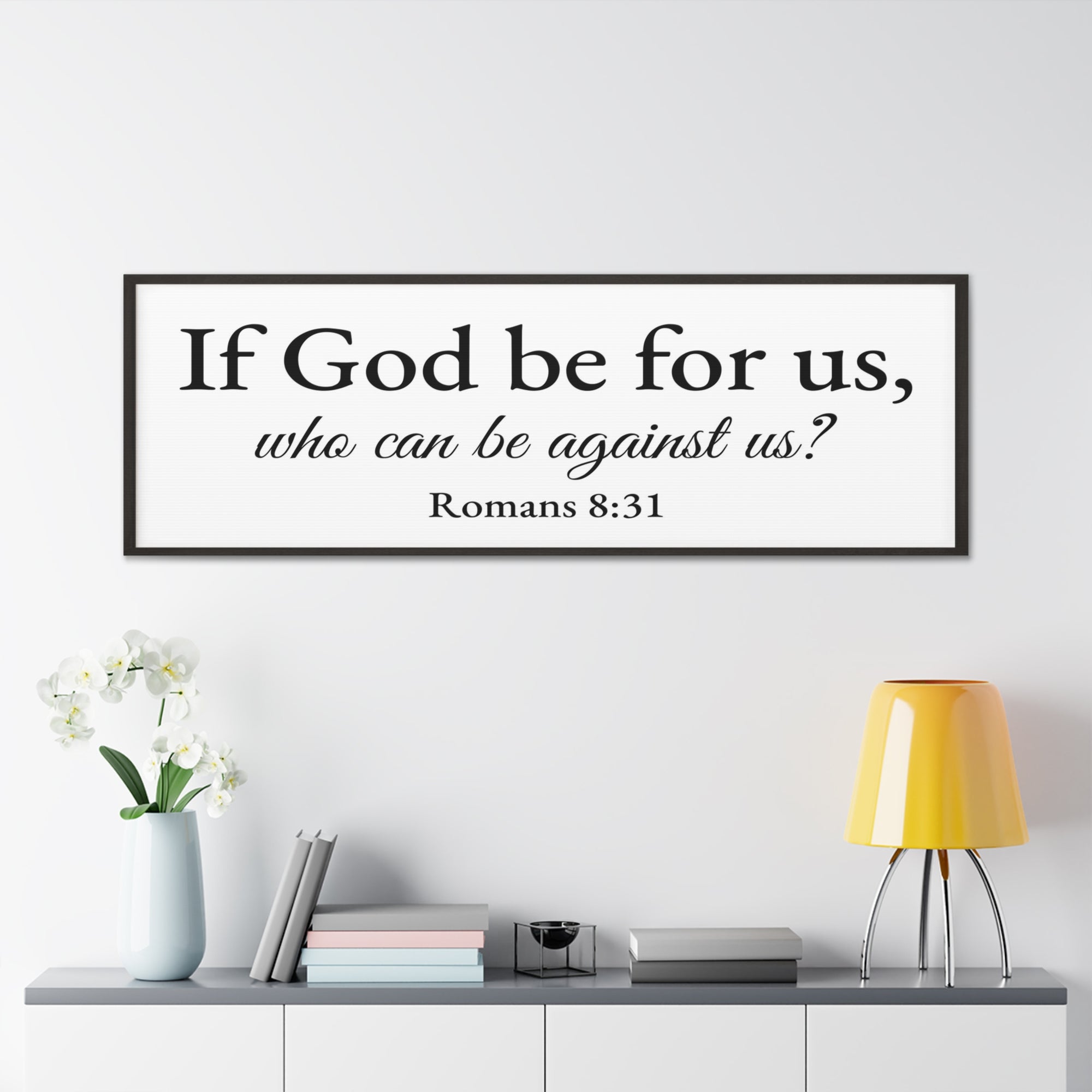 Scripture Walls Romans 8:31 White Bible Verse Canvas Christian Wall Art Ready to Hang Unframed-Express Your Love Gifts