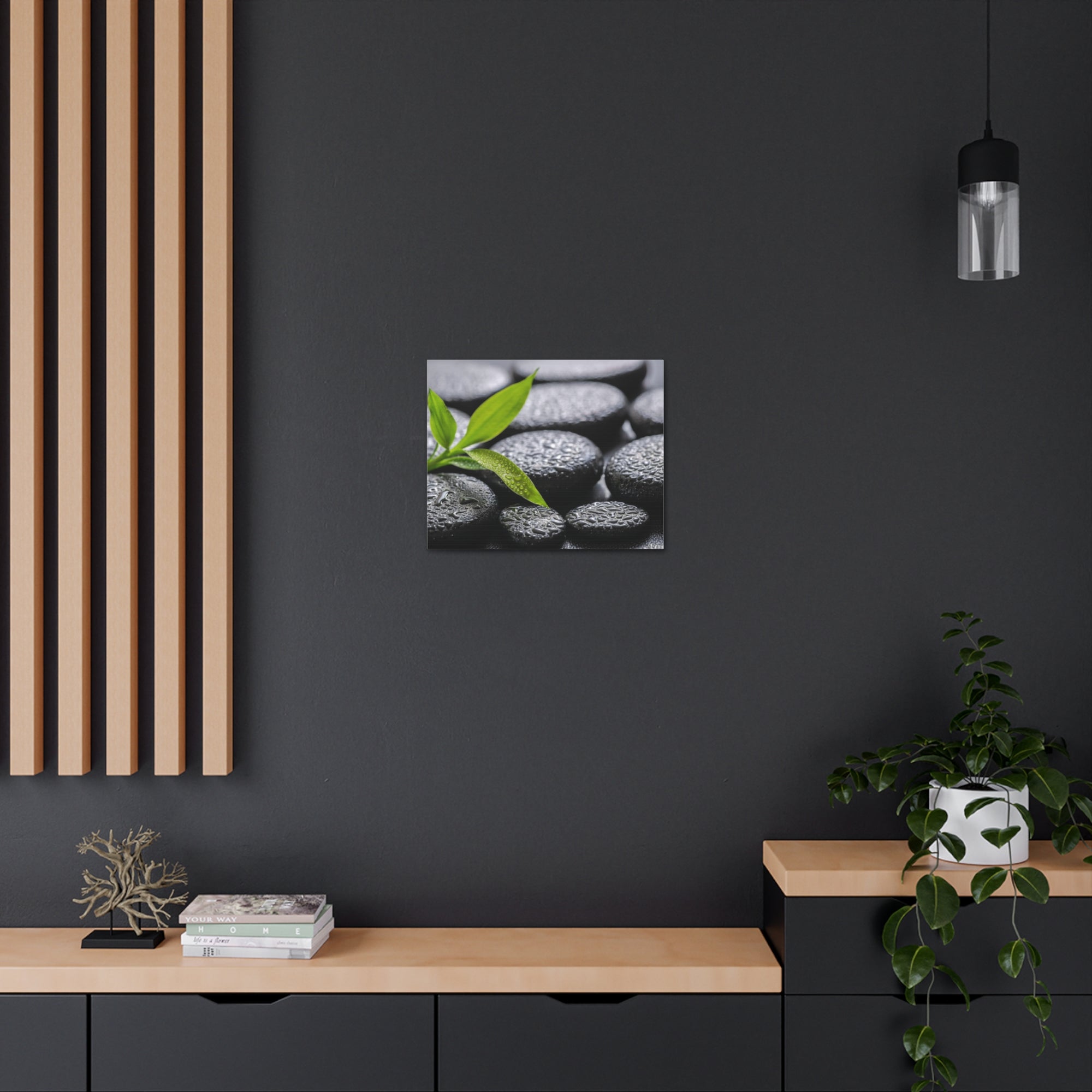 Bamboo on Zen Basalt Forest Floral Nature Photography Canvas Wall Art for Home Decor Ready-to-Hang-Express Your Love Gifts