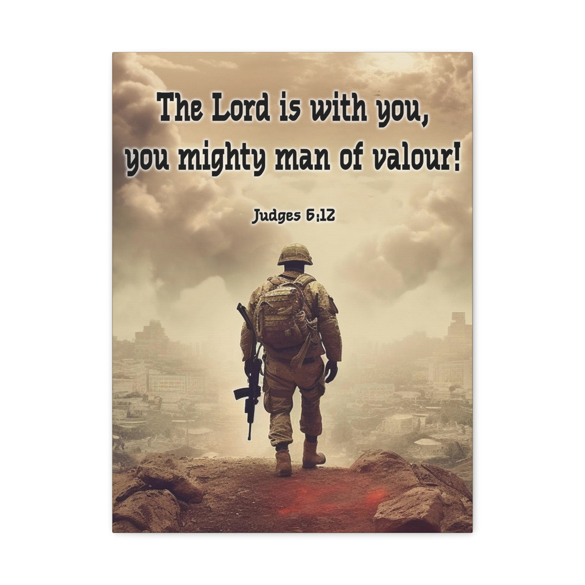Scripture Walls Divine Valor: A Soldier&#39;s Journey Judges 6:12 Christian Wall Art Print Ready to Hang Unframed-Express Your Love Gifts