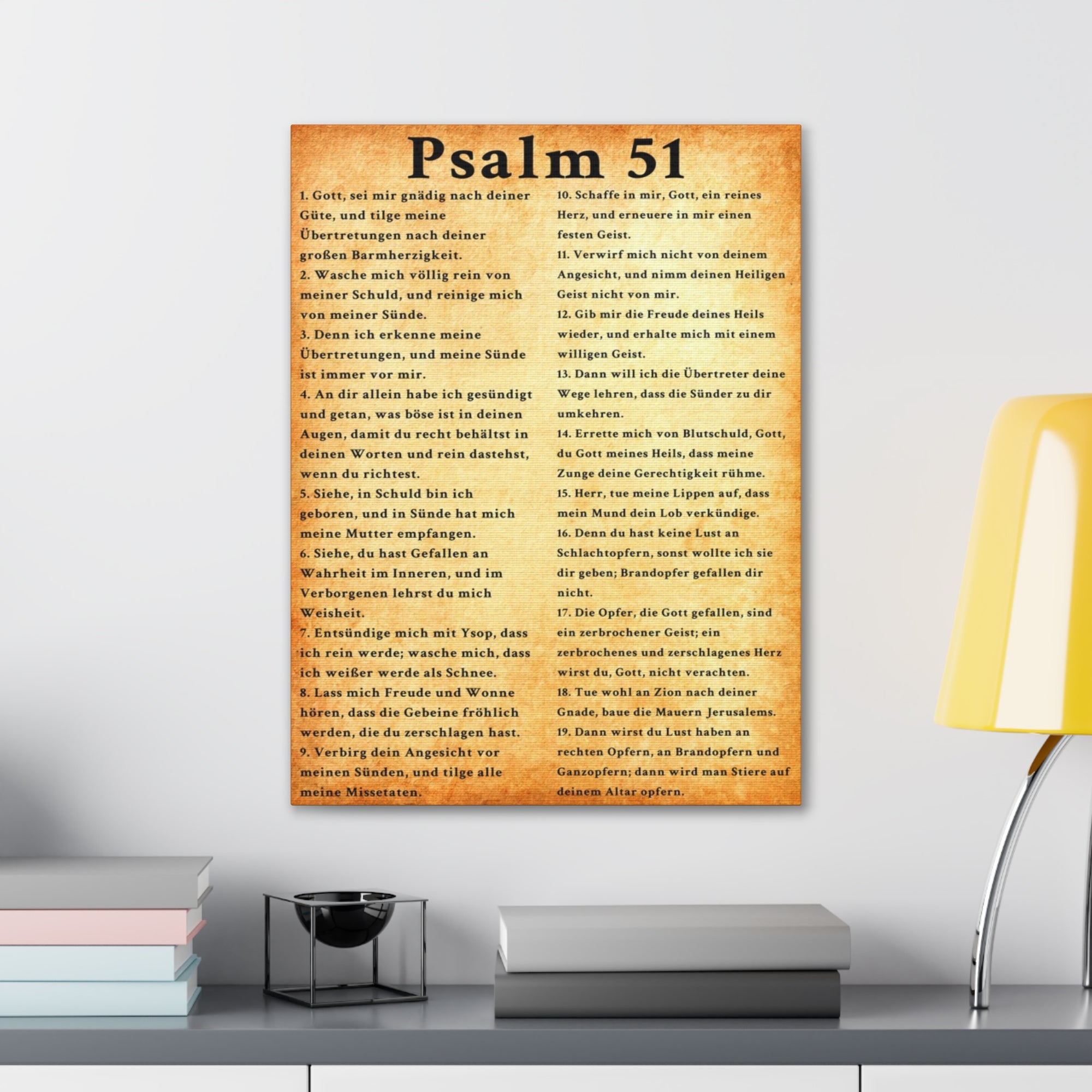 Scripture Walls Psalm 51 German Gold Bible Verse Canvas Christian Wall Art Ready to Hang Unframed-Express Your Love Gifts