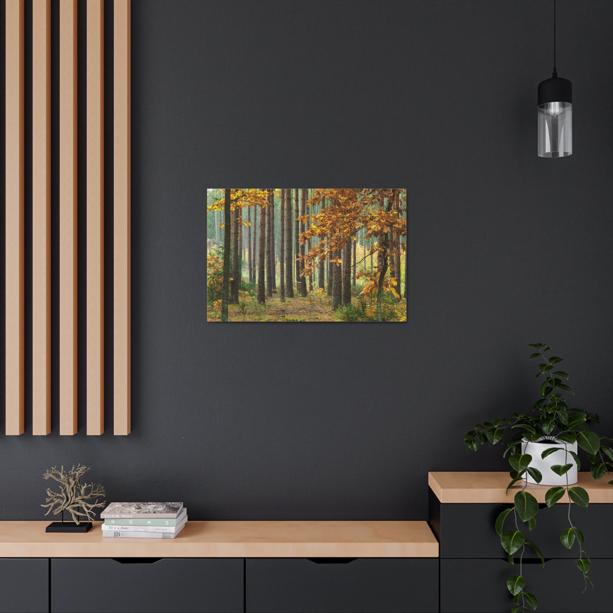 Autumn Forest Orange Tree Nature Wilderness Photography Canvas Wall Art for Home Decor Ready-to-Hang-Express Your Love Gifts