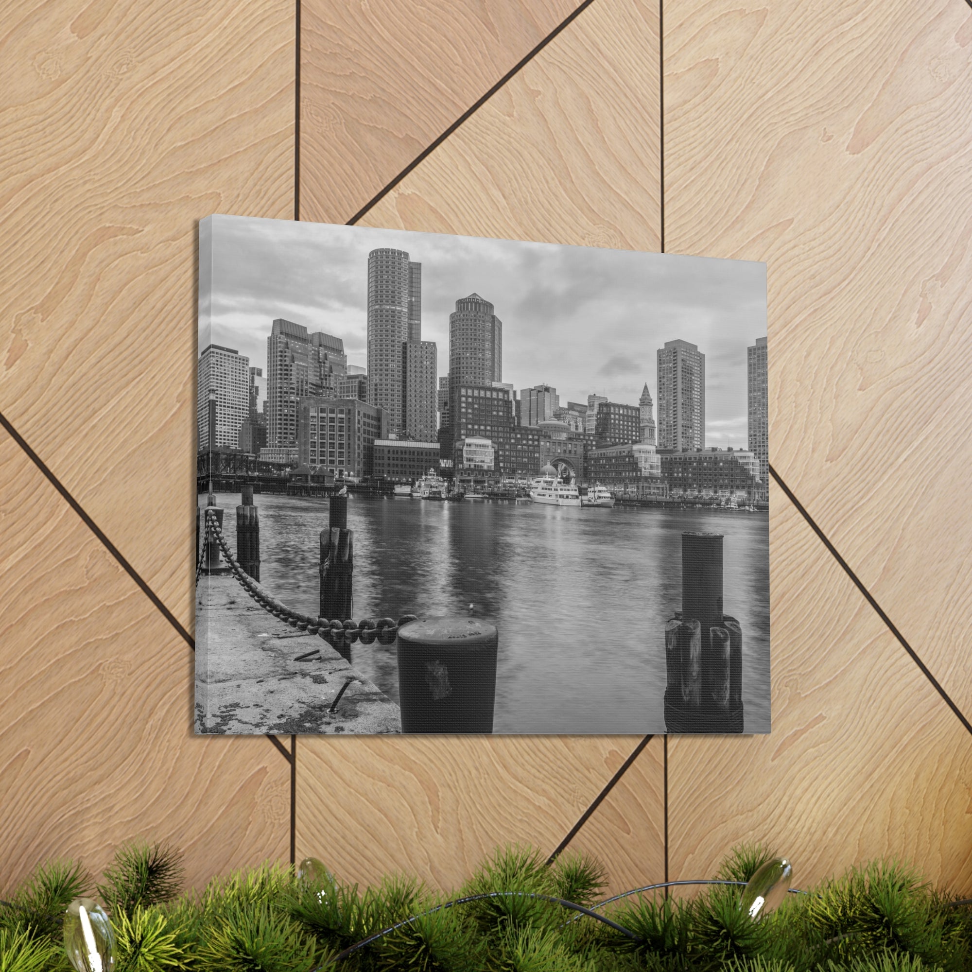 Boston Black And White Skyline Canvas Artwork High-Quality Breathtaking Stunning Cityscape for Home Decor Ready to Hang-Express Your Love Gifts