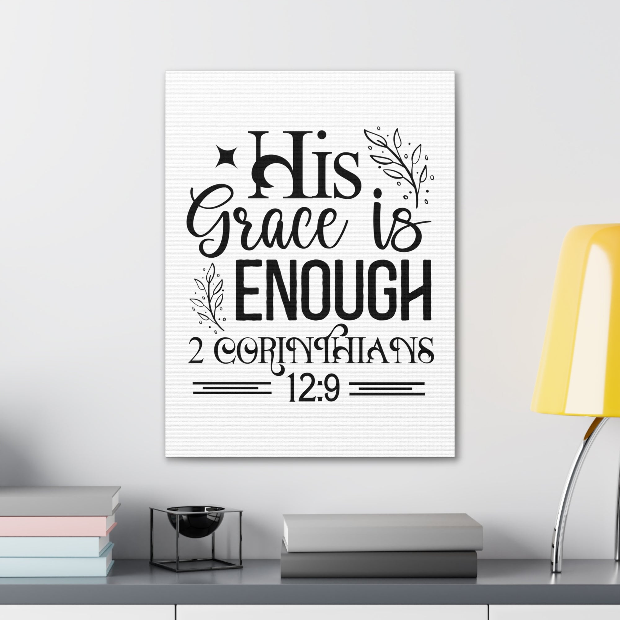 Scripture Walls 2 Corinthians 12:9 His Grace is Enough Bible Verse Canvas Christian Wall Art Ready to Hang Unframed-Express Your Love Gifts