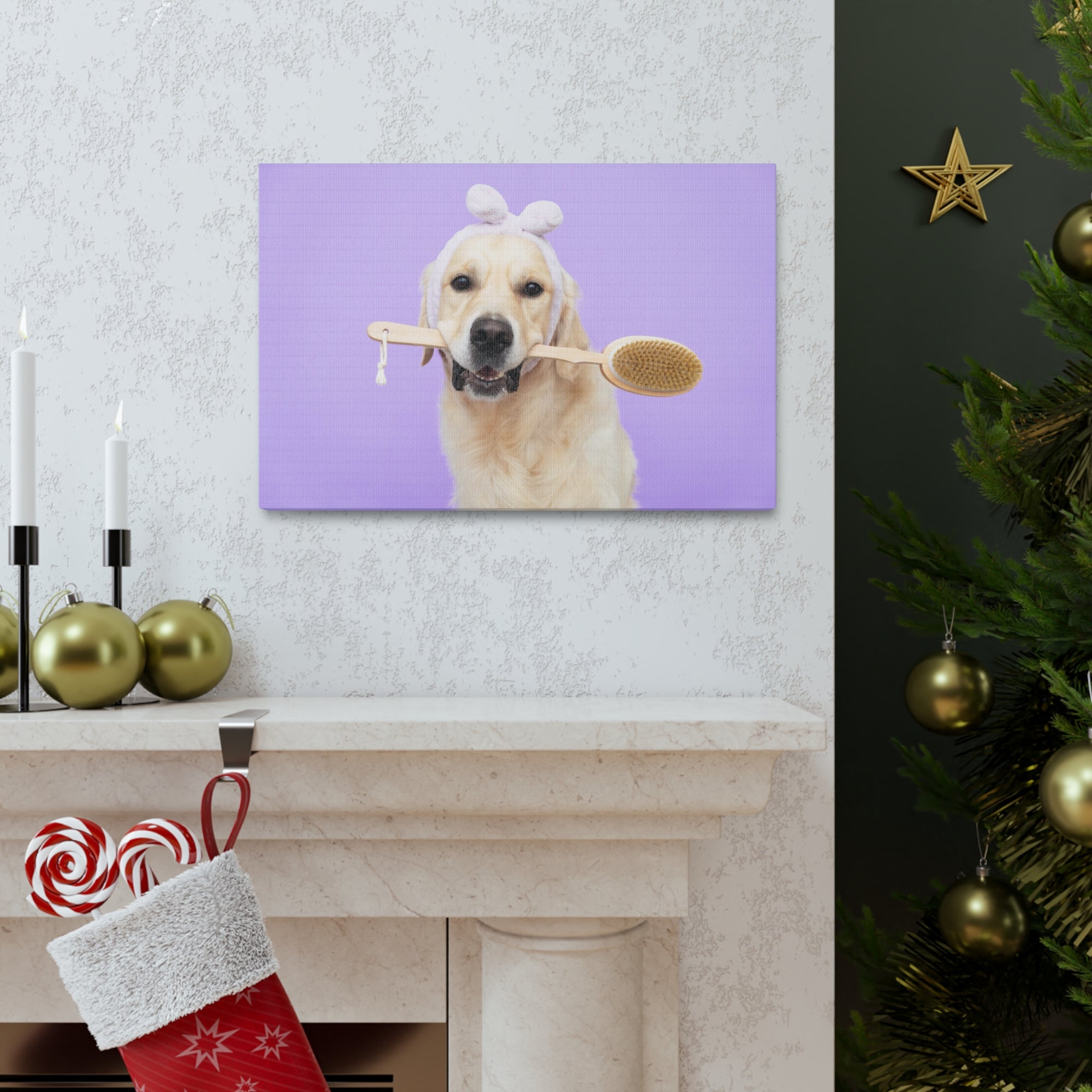 Funny Golden Retriever Bathee Canvas Wall Art for Home Decor Ready-to-Hang-Express Your Love Gifts