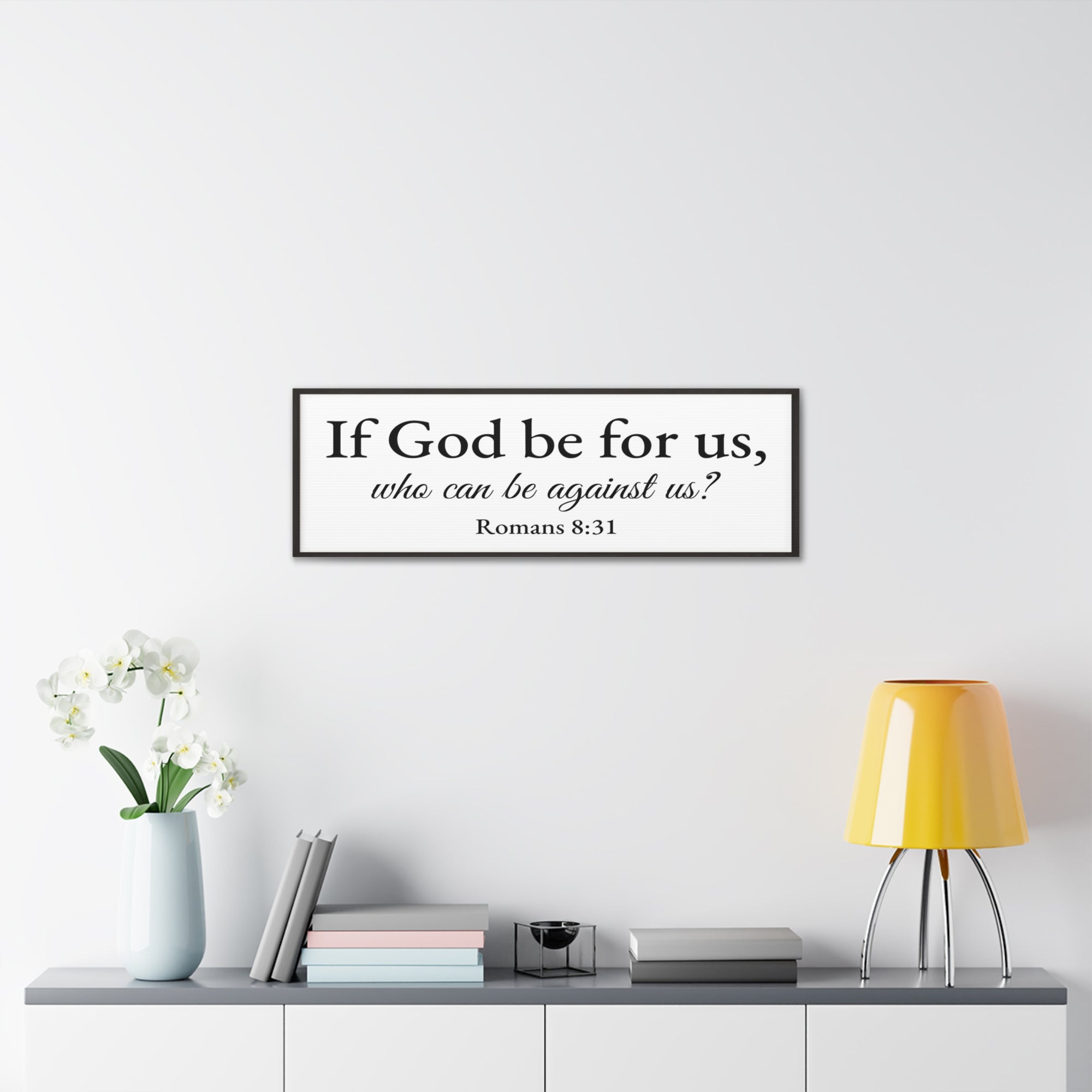 Scripture Walls Romans 8:31 White Bible Verse Canvas Christian Wall Art Ready to Hang Unframed-Express Your Love Gifts