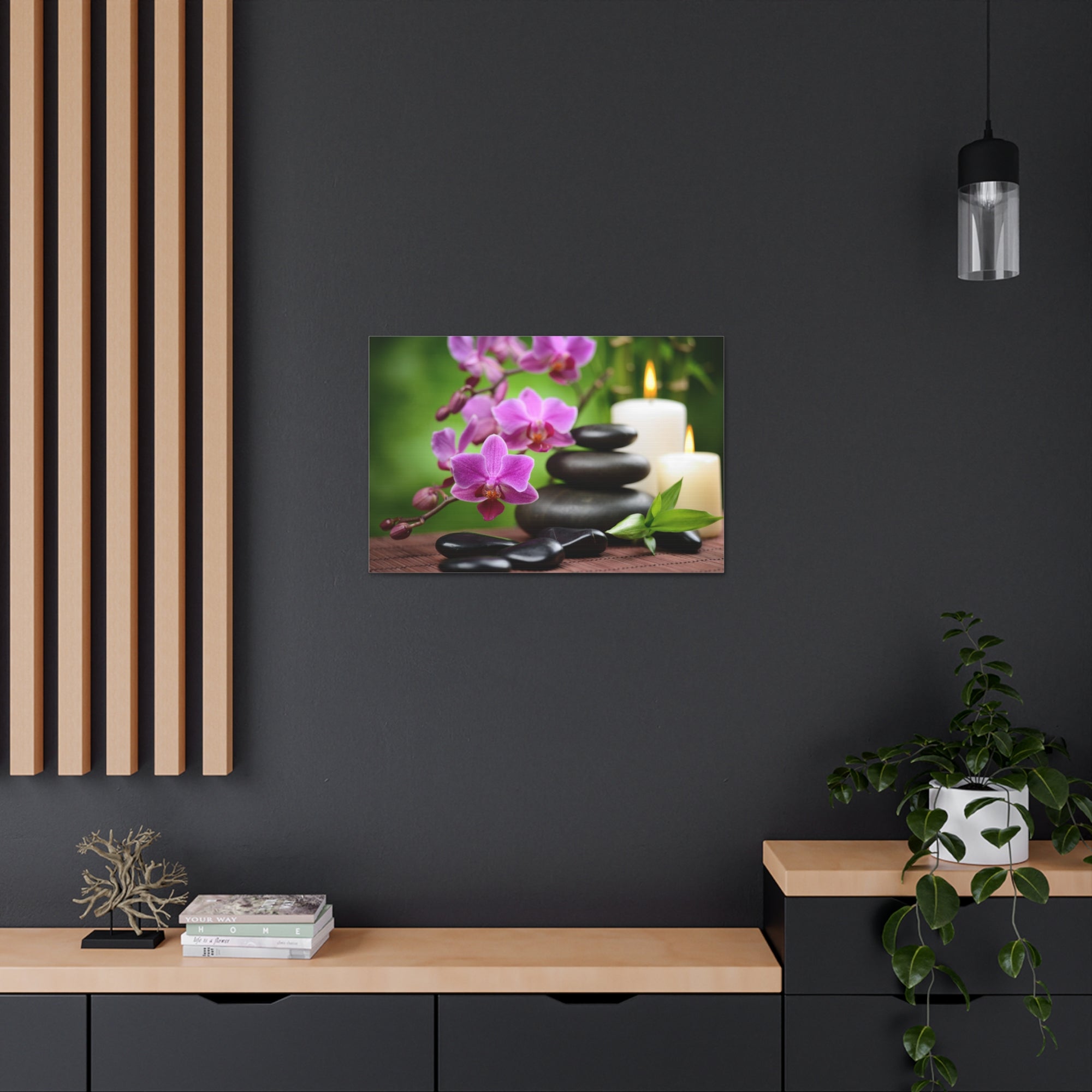 Bamboo on the Wood Forest Floral Nature Photography Canvas Wall Art for Home Decor Ready-to-Hang-Express Your Love Gifts