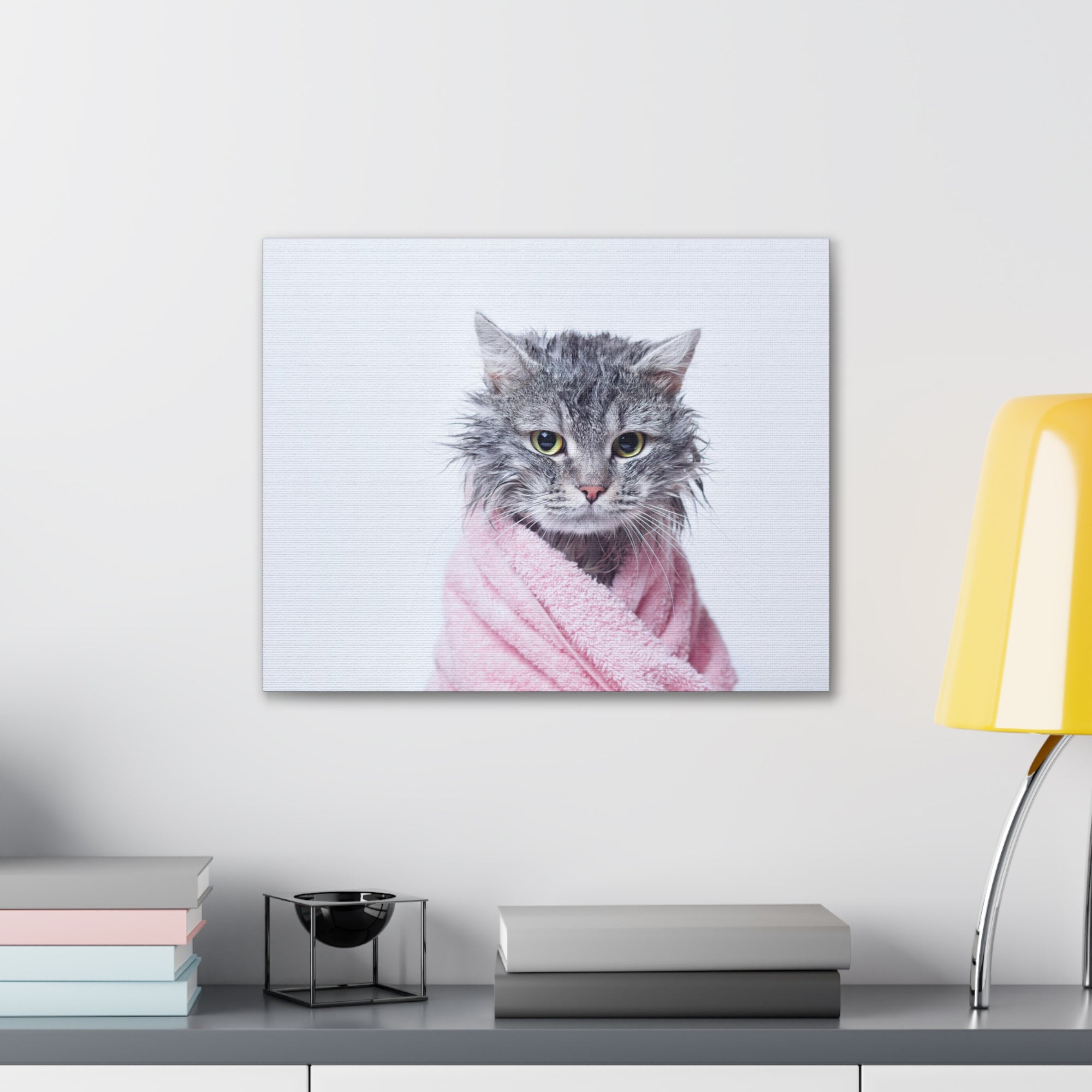 Funny Tabby Cat Bathee Canvas Wall Art for Home Decor Ready-to-Hang-Express Your Love Gifts