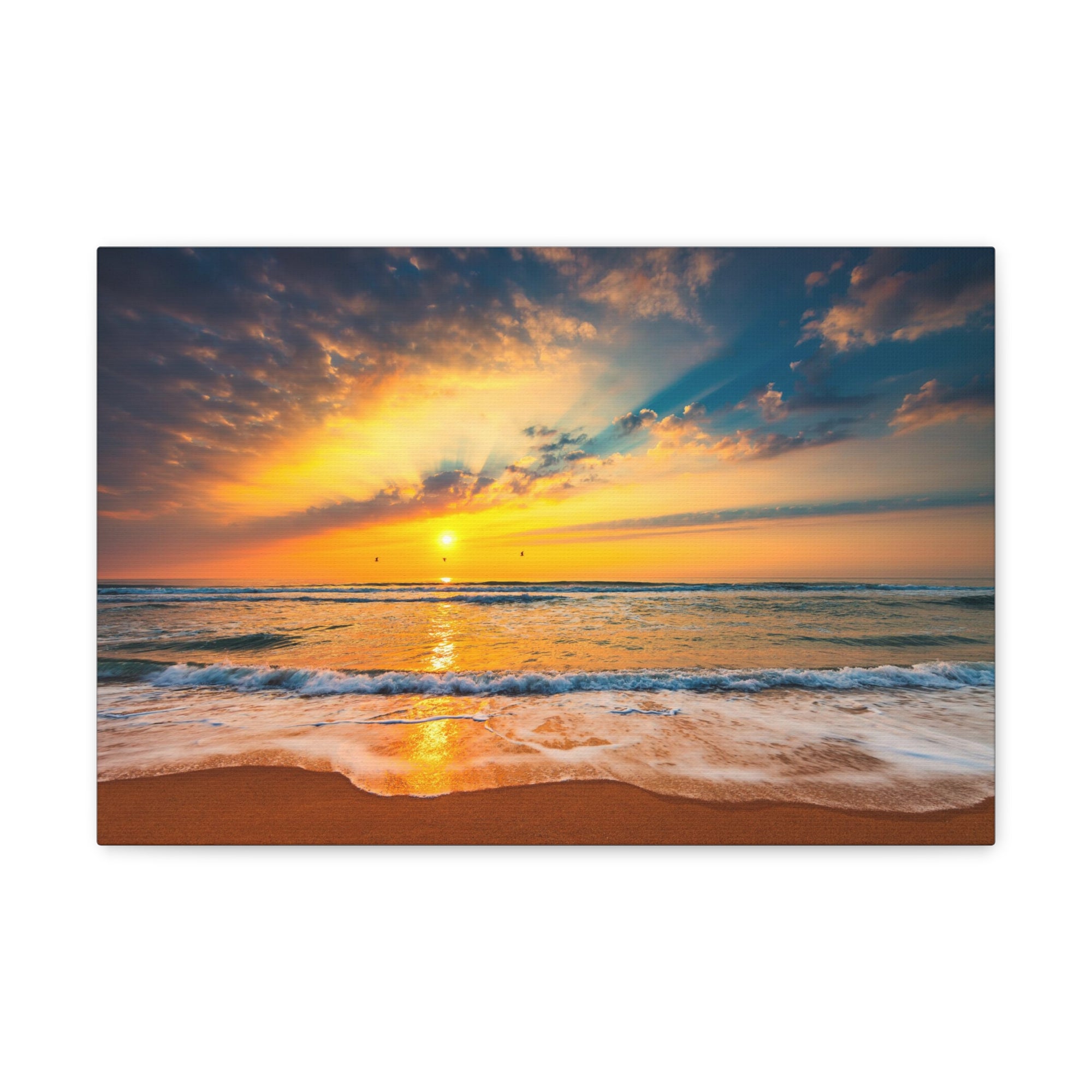 Beach Sunrise Over Tropical Sea Ocean Canvas Wall Art for Home Decor Ready-to-Hang-Express Your Love Gifts