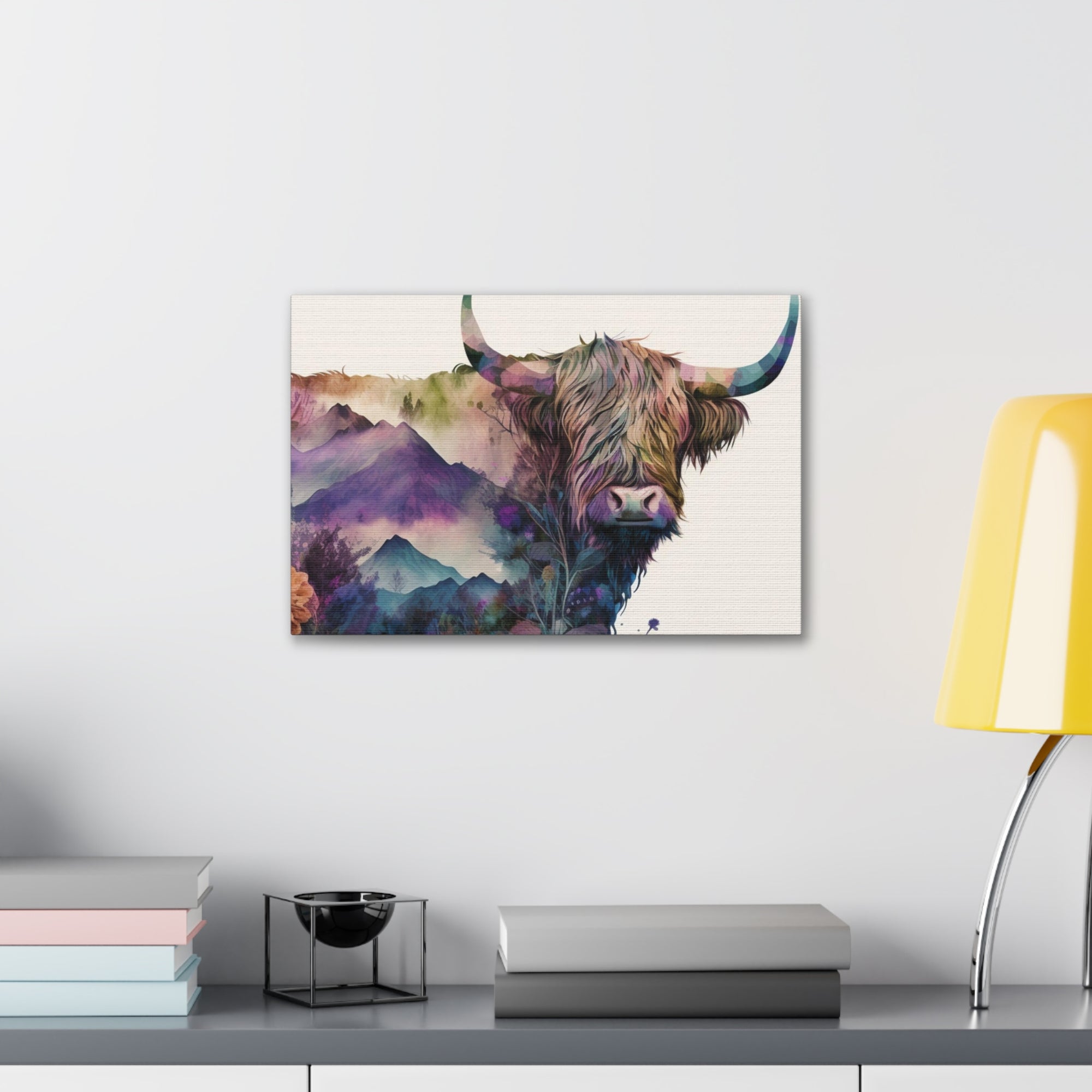 Bison Standing In Flower Field Buffalo Art Canvas Wall Art for Home Decor Ready-to-Hang-Express Your Love Gifts