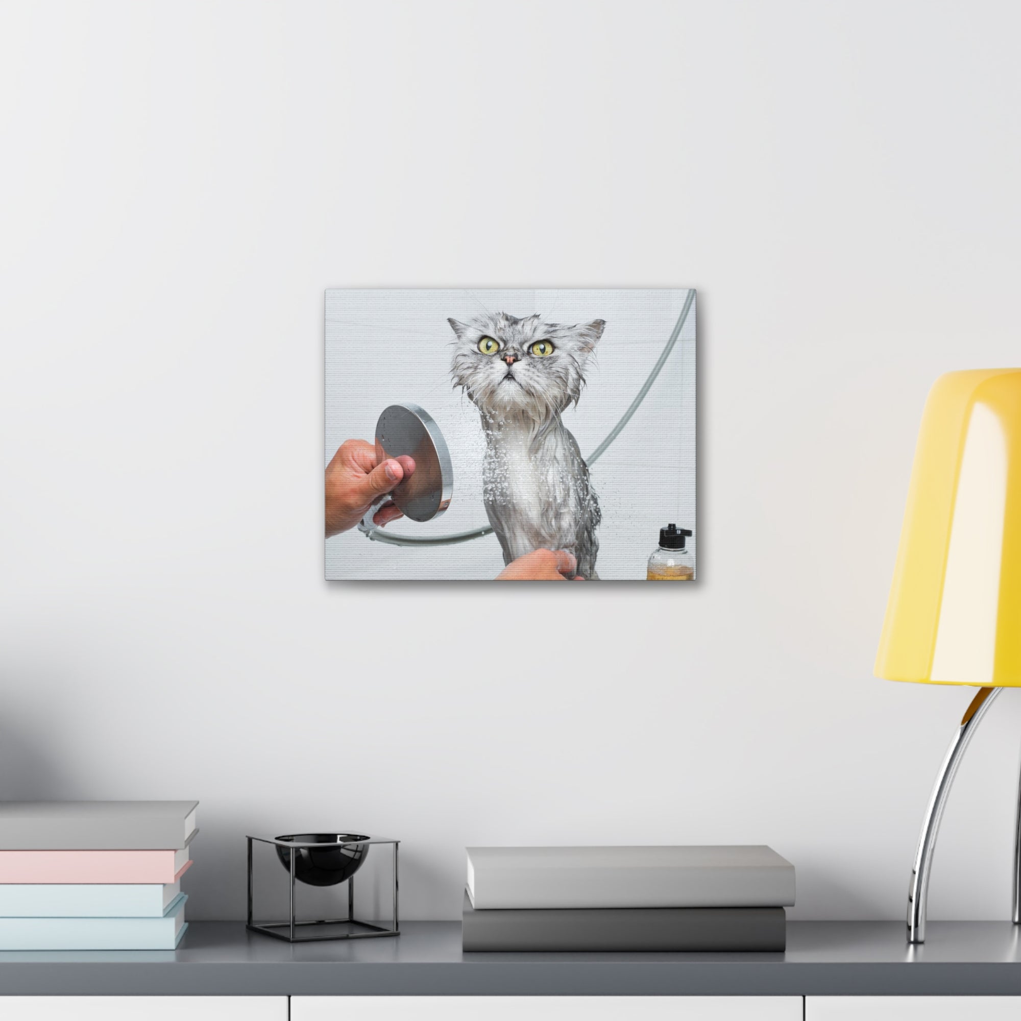 Funny Wet Cat Bath Canvas Wall Art for Home Decor Ready-to-Hang-Express Your Love Gifts