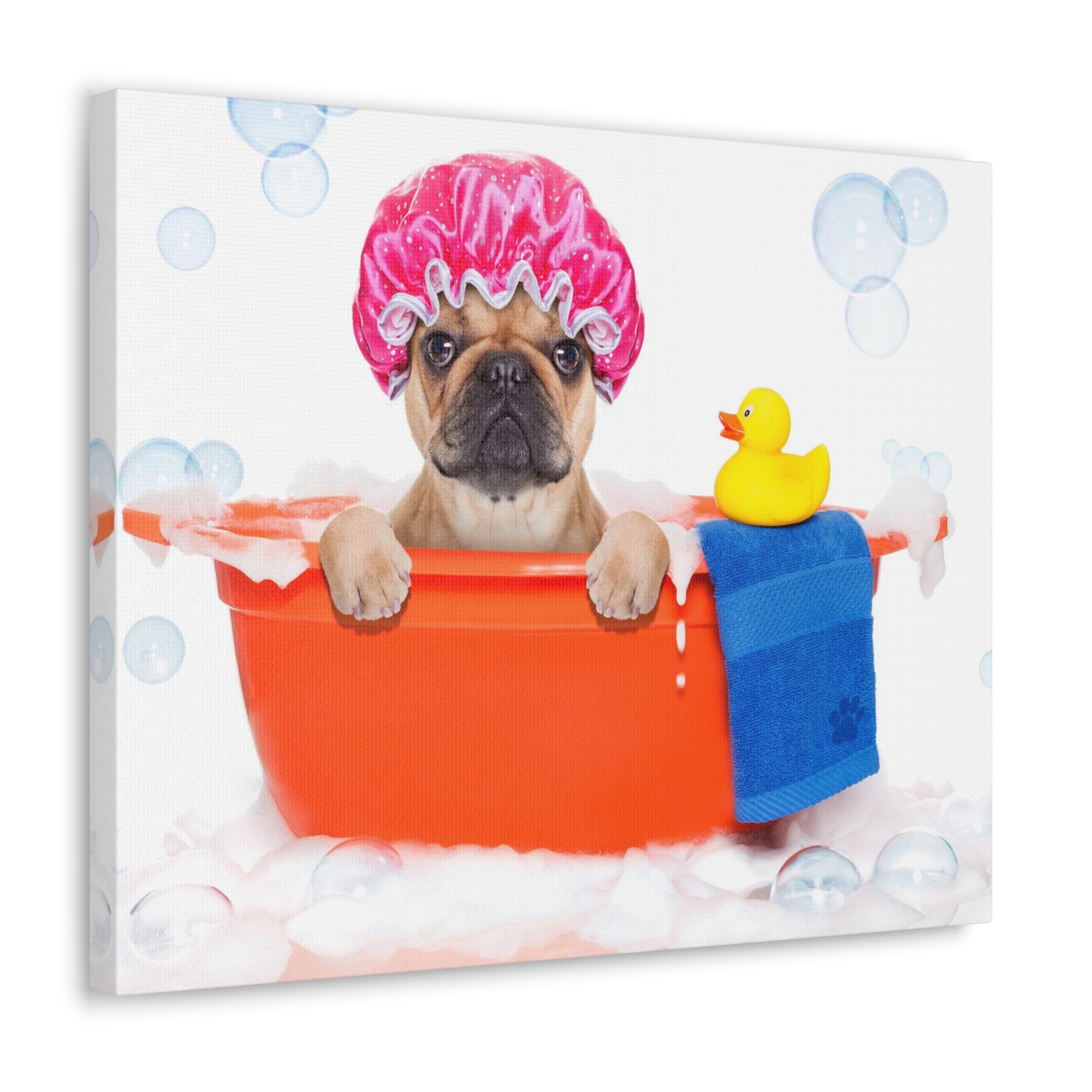 Funny French Bulldog Bathee Canvas Wall Art for Home Decor Ready-to-Hang-Express Your Love Gifts