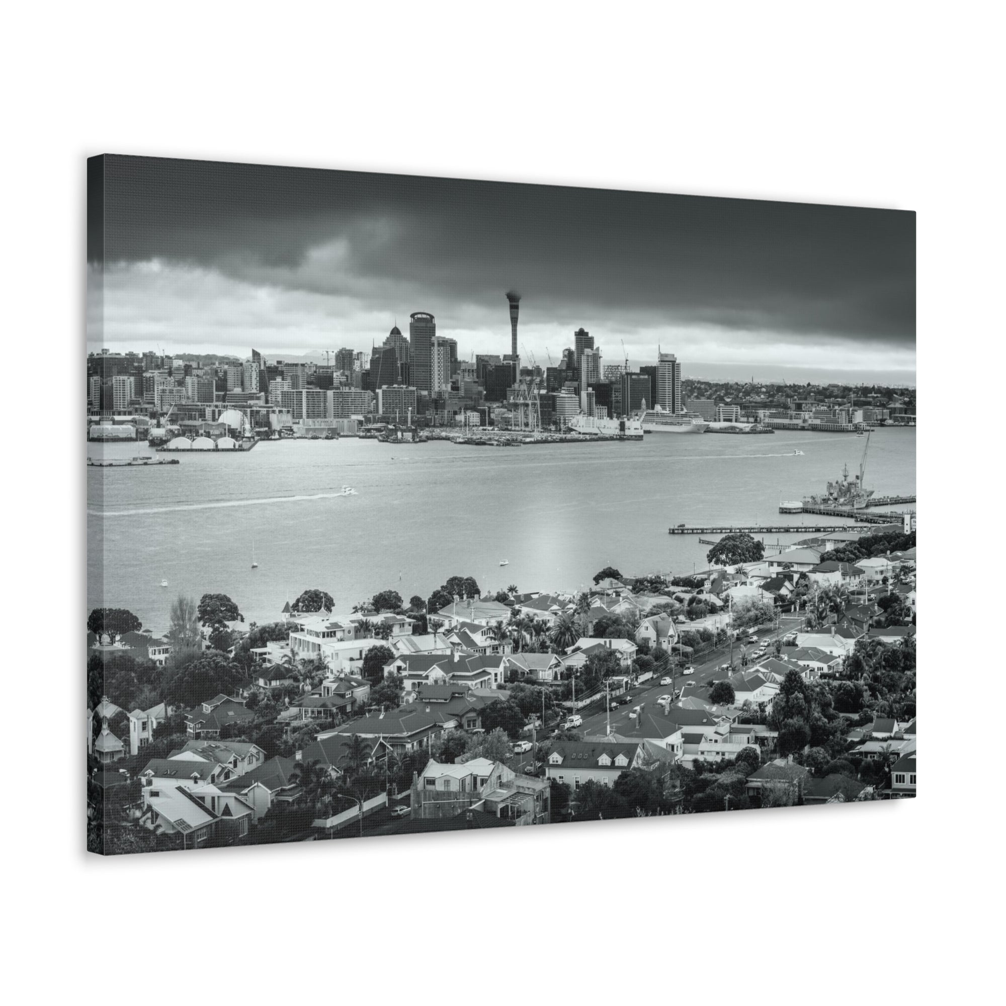 Auckland Black And White Skyline Canvas Artwork High-Quality Breathtaking Stunning Cityscape for Home Decor Ready to Hang-Express Your Love Gifts