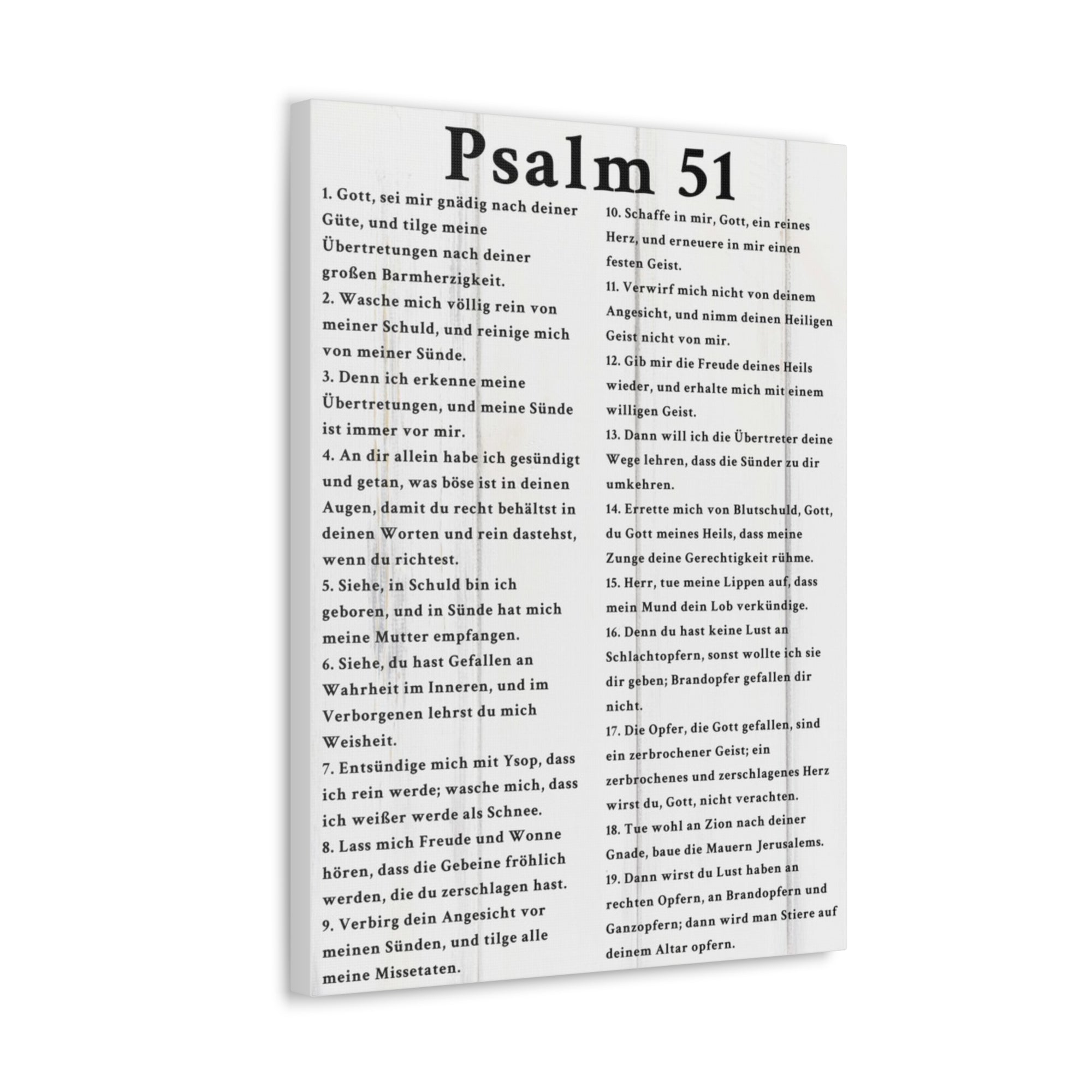 Scripture Walls Psalm 51 German White Bible Verse Canvas Christian Wall Art Ready to Hang Unframed-Express Your Love Gifts