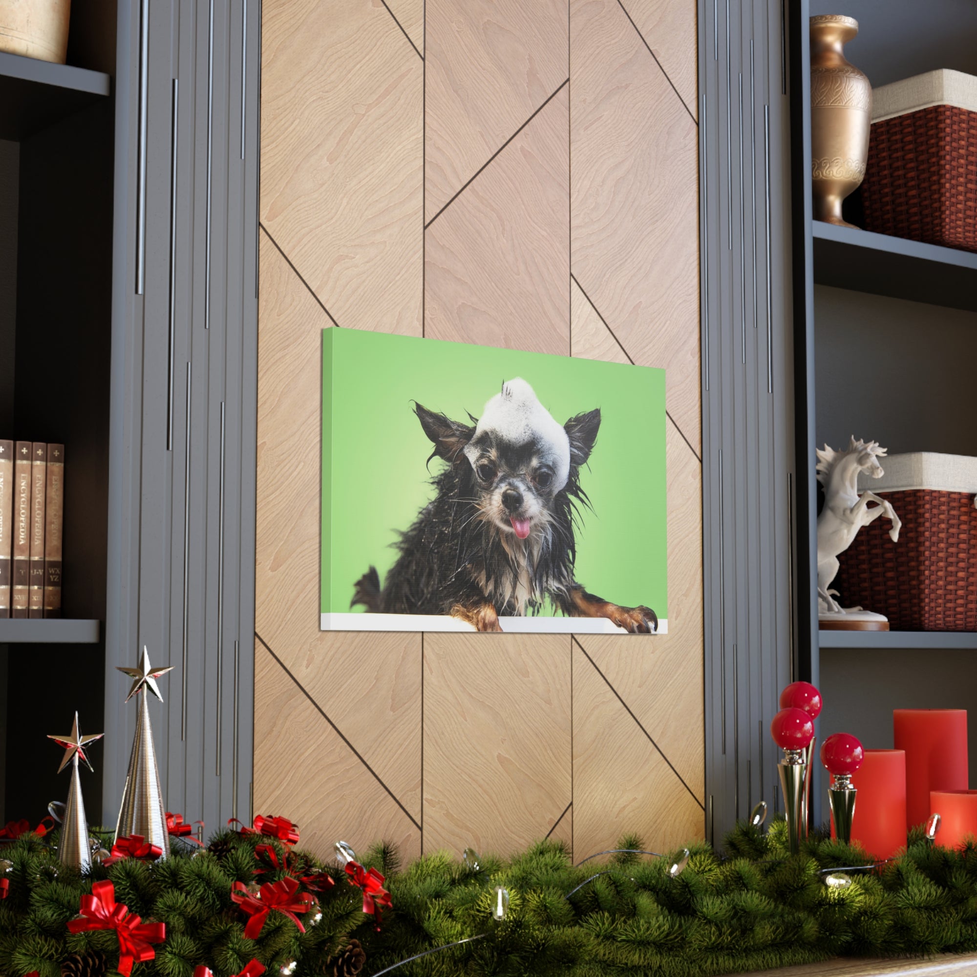 Funny Chihuahua Bath Canvas Wall Art for Home Decor Ready-to-Hang-Express Your Love Gifts