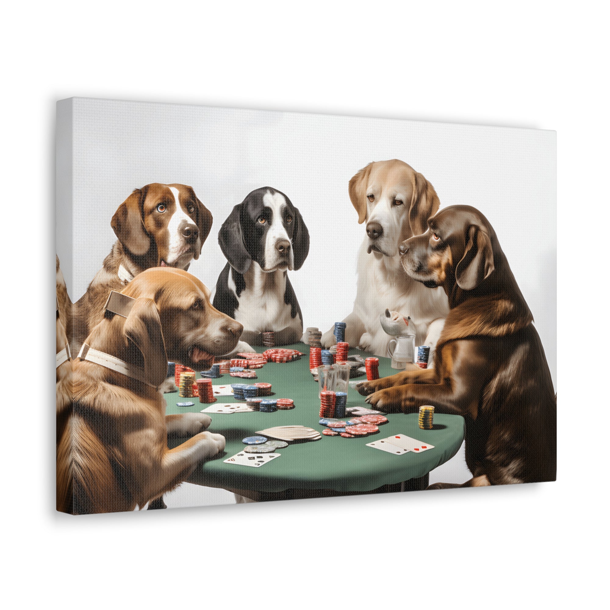 Dogs Playing Poker Funny Game Playing Card Canvas Wall Art for Home Decor Ready-to-Hang-Express Your Love Gifts