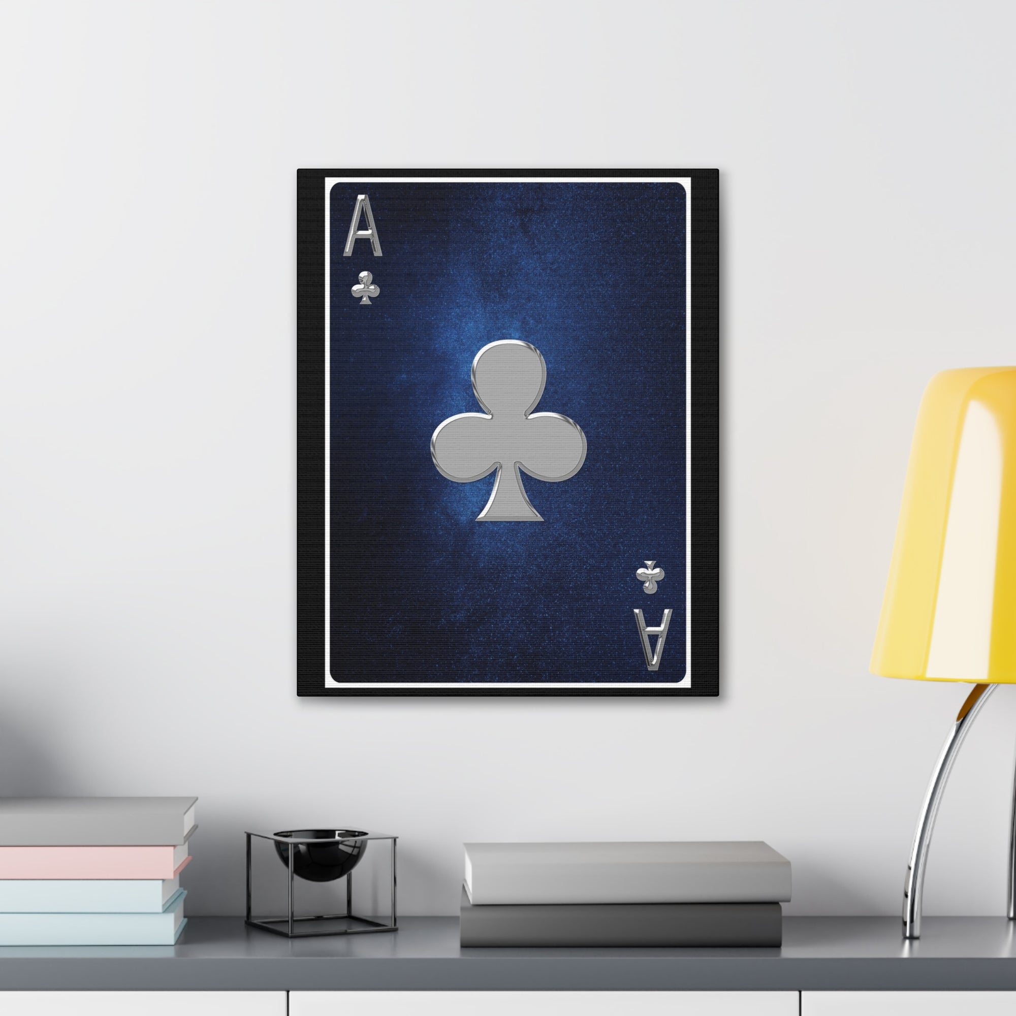 Ace Of Clubs Space Background Playing Card Canvas Wall Art for Home Decor Ready-to-Hang-Express Your Love Gifts