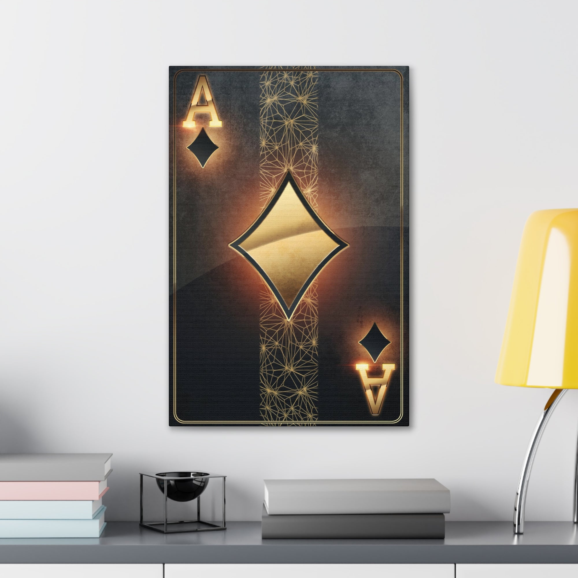 Black Gold Ace Of Diamonds Playing Card Canvas Wall Art for Home Decor Ready-to-Hang-Express Your Love Gifts