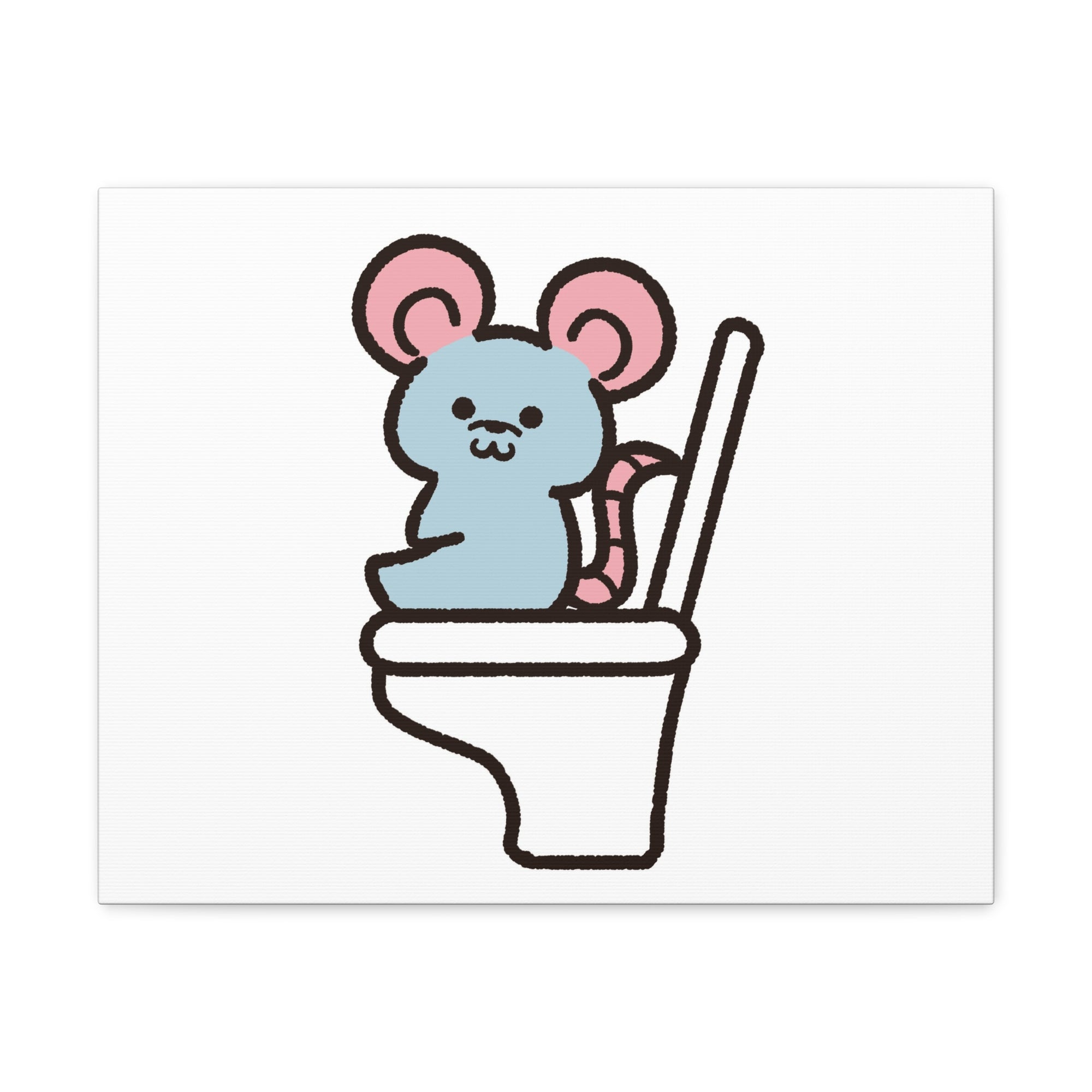 Cartoon Mouse Sitting On Toilet Funny Canvas Wall Art for Home Decor Ready-to-Hand-Express Your Love Gifts