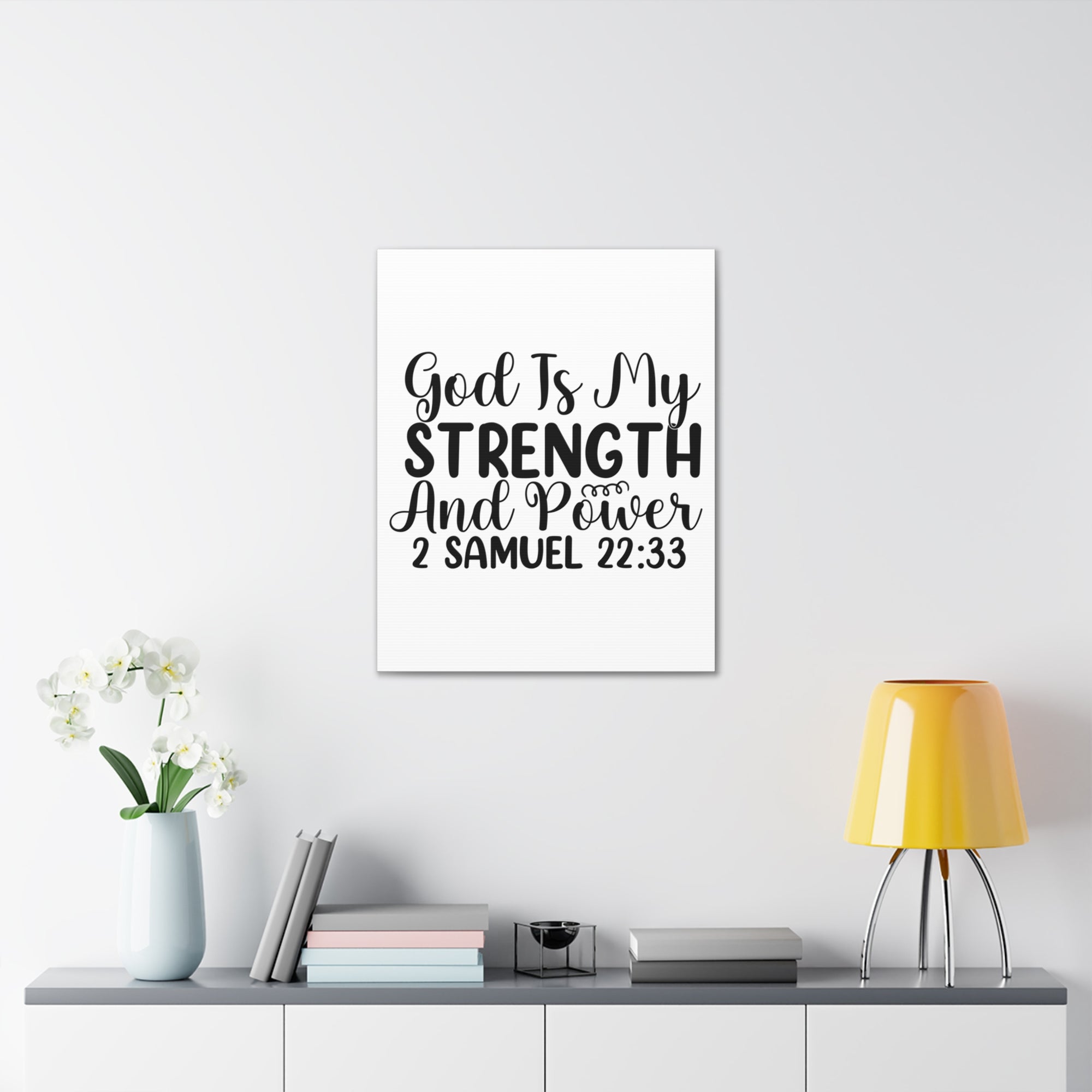 Scripture Walls 2 Samuel 22:33 God is My Strength Bible Verse Canvas Christian Wall Art Ready to Hang Unframed-Express Your Love Gifts