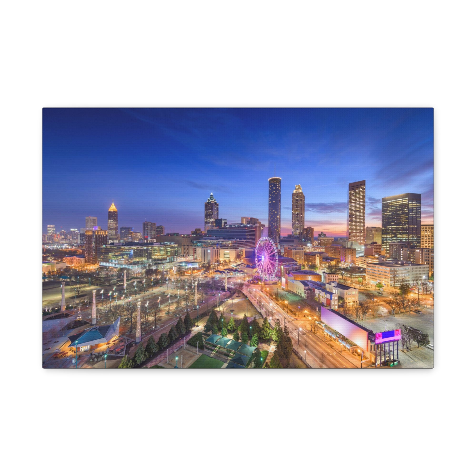 Atlanta Night Skyline Canvas Artwork High-Quality Breathtaking Stunning Cityscape for Home Decor Ready to Hang-Express Your Love Gifts