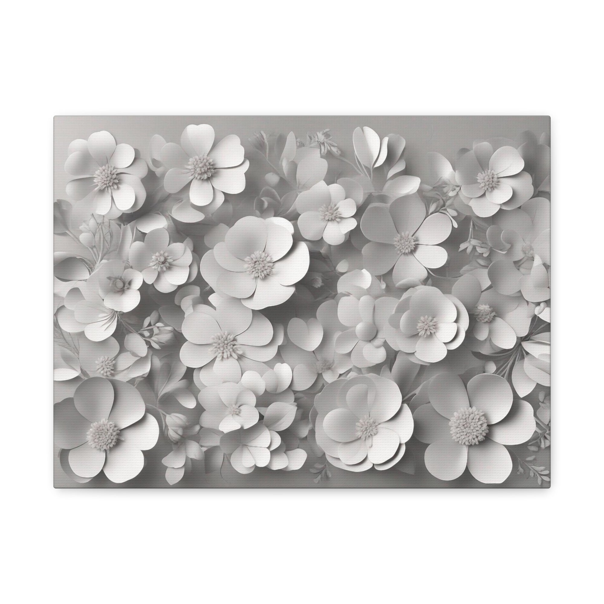 3D Aesthetic White Flower Background Canvas Wall Art for Home Decor Ready-to-Hang-Express Your Love Gifts