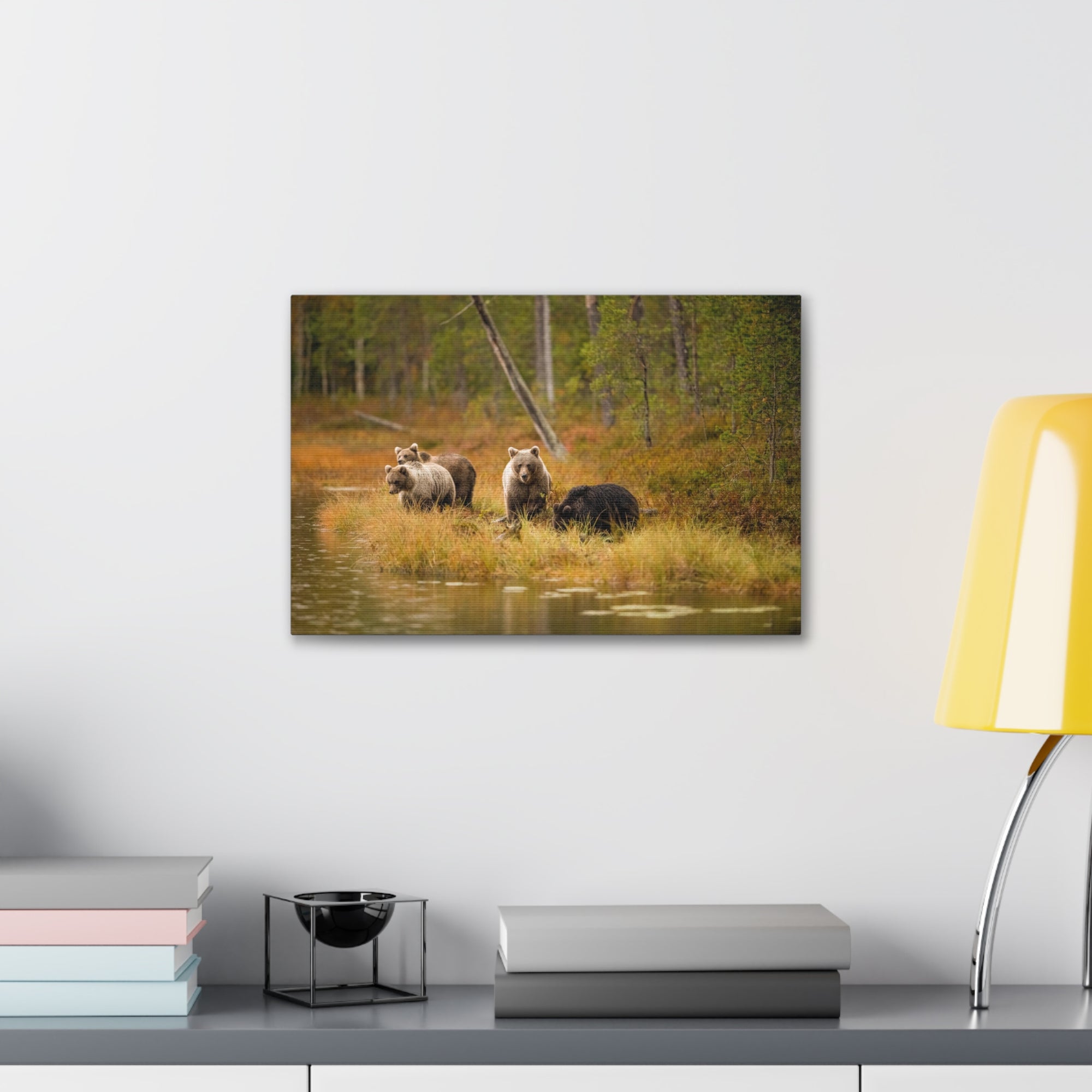 Bears In Spring Forest Nature Wilderness Photography Canvas Wall Art for Home Decor Ready-to-Hang-Express Your Love Gifts