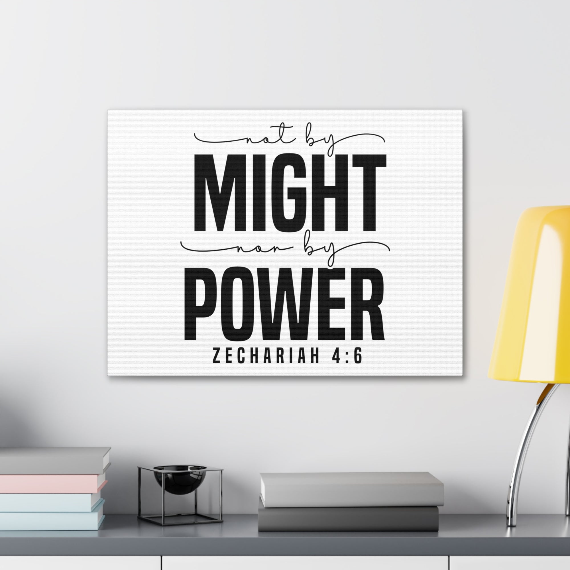 Scripture Walls Zechariah 4:6 Not By Might Bible Verse Canvas Christian Wall Art Ready to Hang Unframed-Express Your Love Gifts