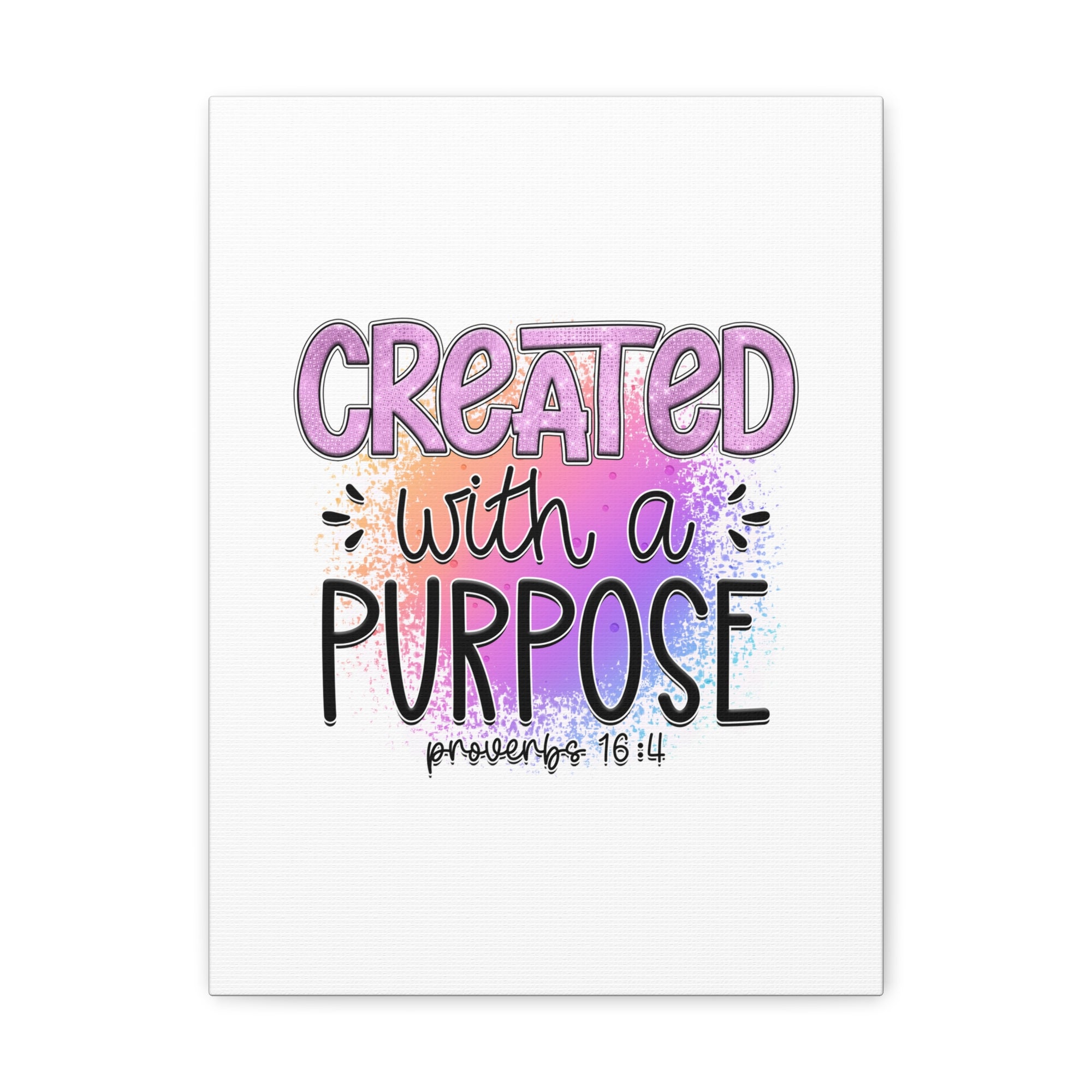 Scripture Walls Proverbs 16:4 Created With a Purpose Purple Bible Verse Canvas Christian Wall Art Ready to Hang Unframed-Express Your Love Gifts