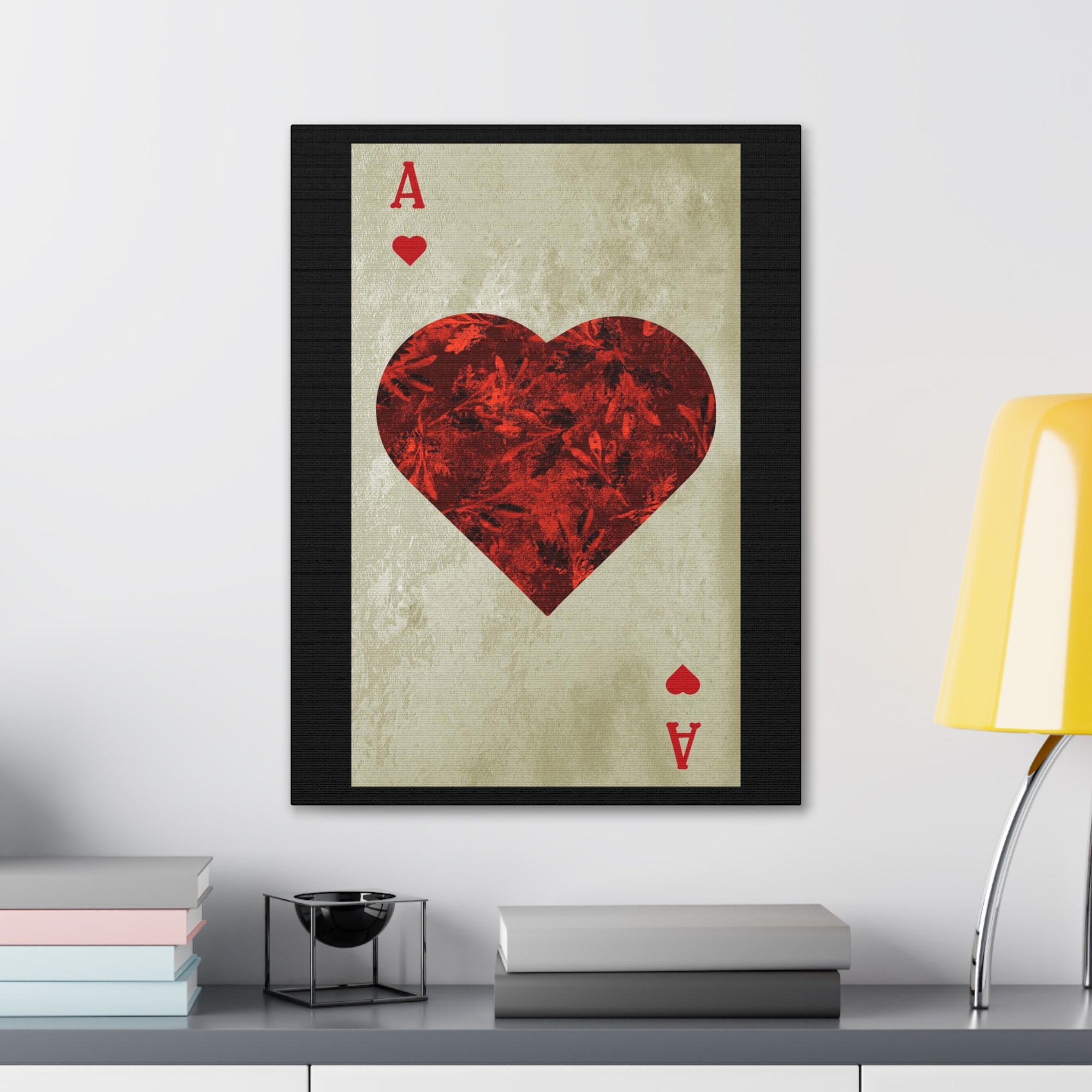 Ace Of Hearts Playing Card Canvas Wall Art for Home Decor Ready-to-Hang-Express Your Love Gifts