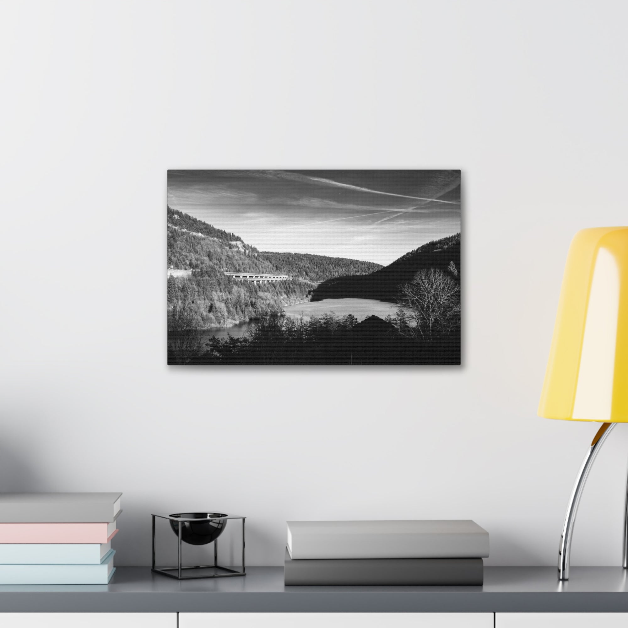 Black And White Forest Mountain Nature Wilderness Photography Canvas Wall Art for Home Decor Ready-to-Hang-Express Your Love Gifts