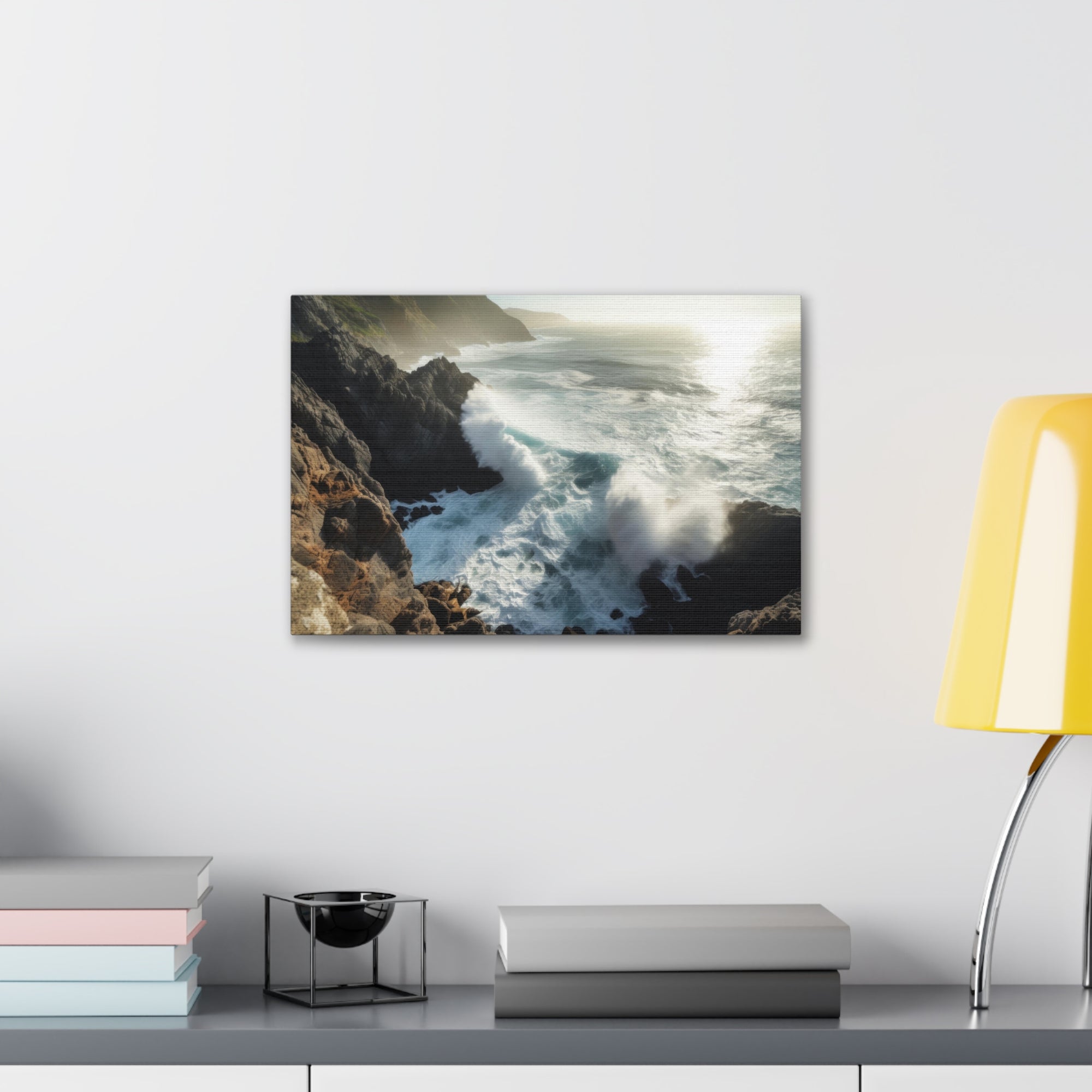 Beautiful Grand Canyon Big Crashing Waves Ocean Canvas Wall Art for Home Decor Ready-to-Hang-Express Your Love Gifts