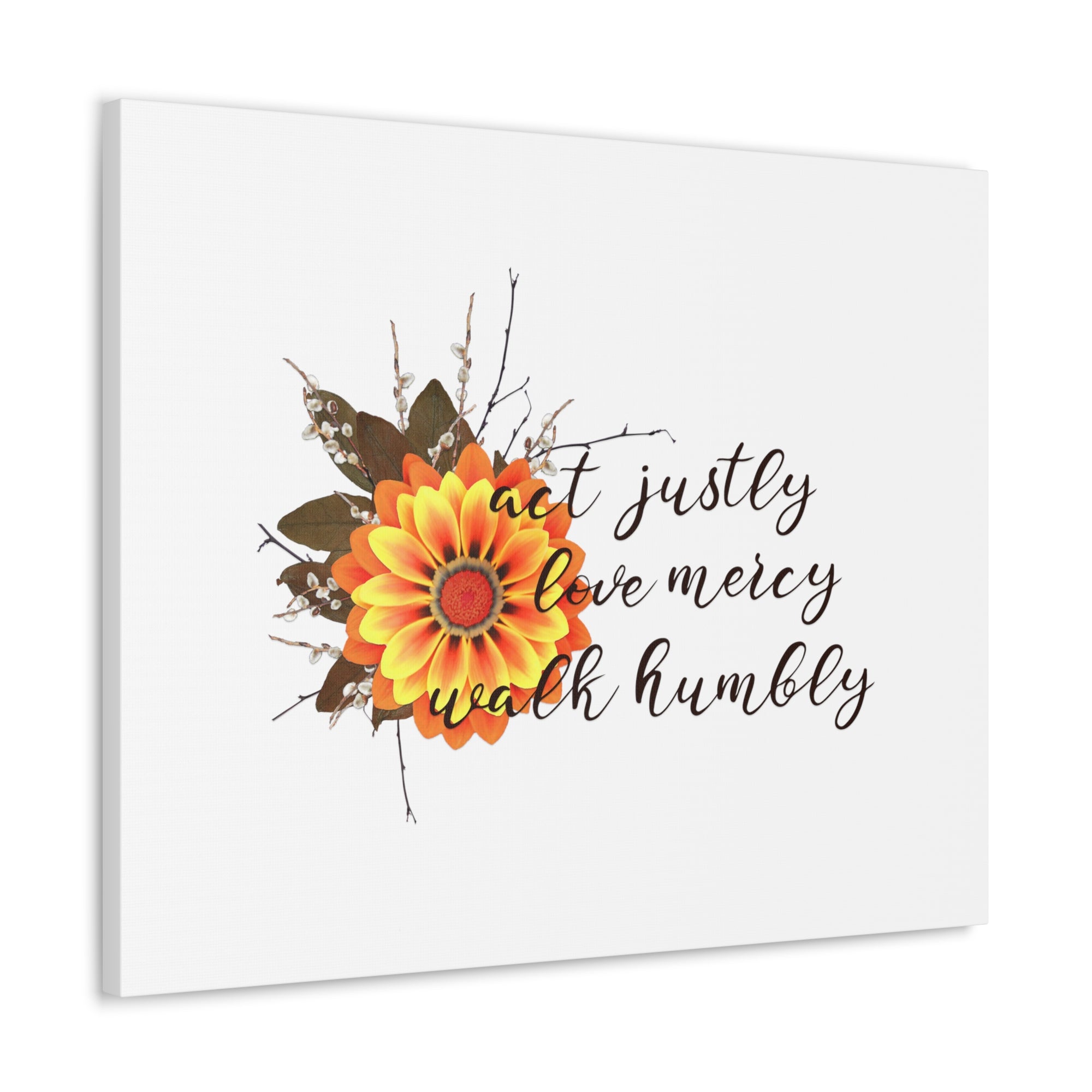 Scripture Walls Micah 6:8 Act Justly Sunflower Bible Verse Canvas Christian Wall Art Ready to Hang Unframed-Express Your Love Gifts