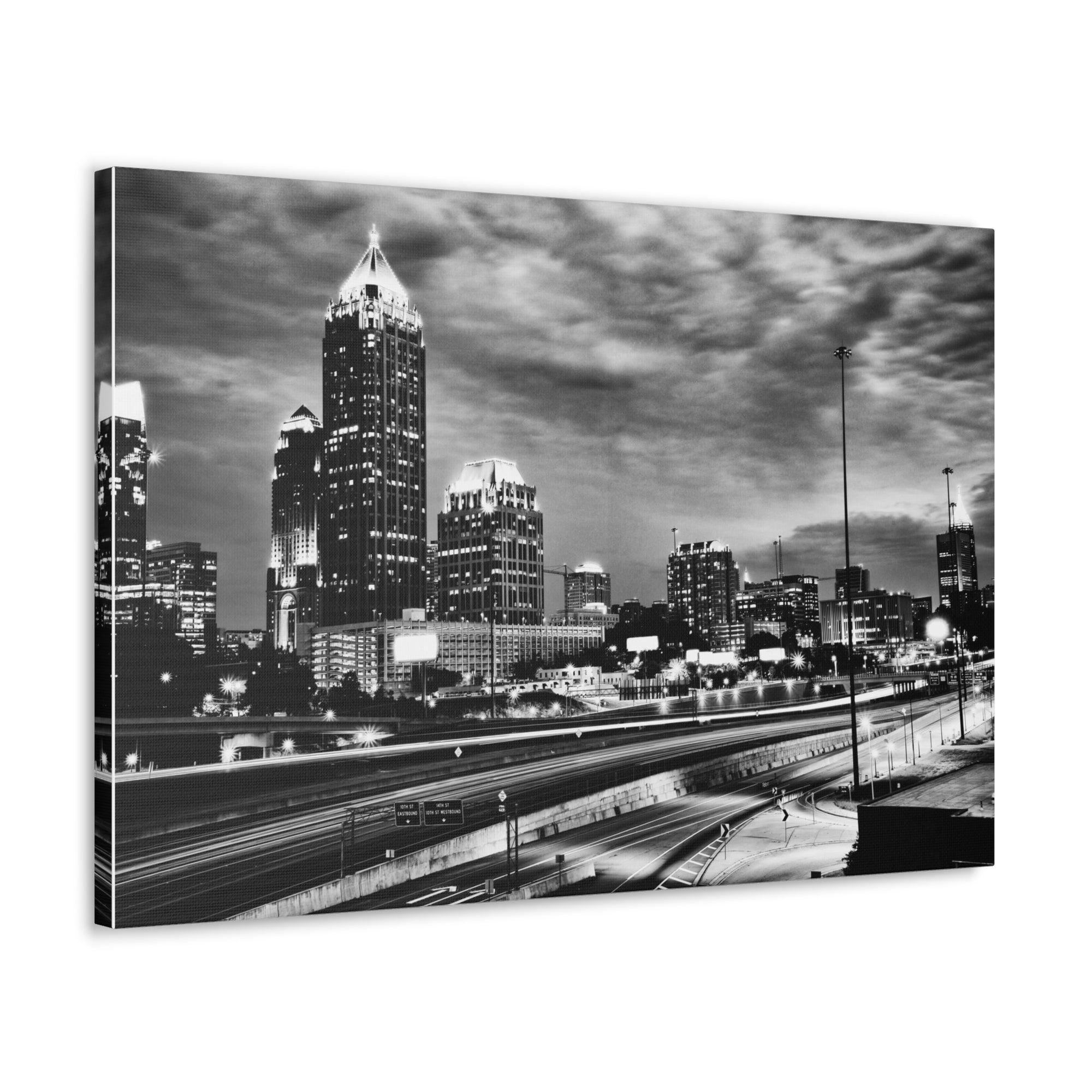 Atlanta Black And White Skyline Canvas Artwork High-Quality Breathtaking Stunning Cityscape for Home Decor Ready to Hang-Express Your Love Gifts