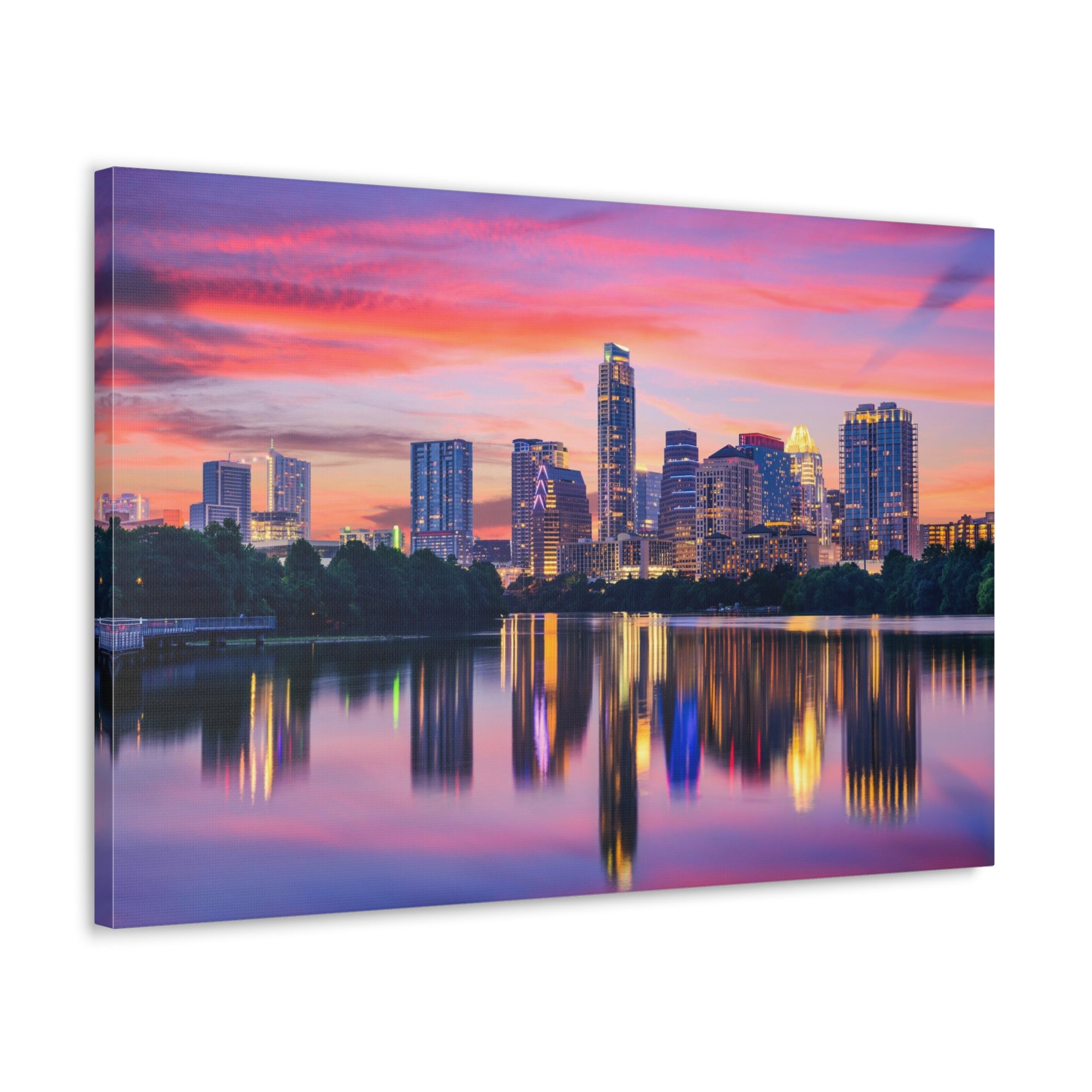 Austin Night Skyline Canvas Artwork High-Quality Breathtaking Stunning Cityscape for Home Decor Ready to Hang-Express Your Love Gifts