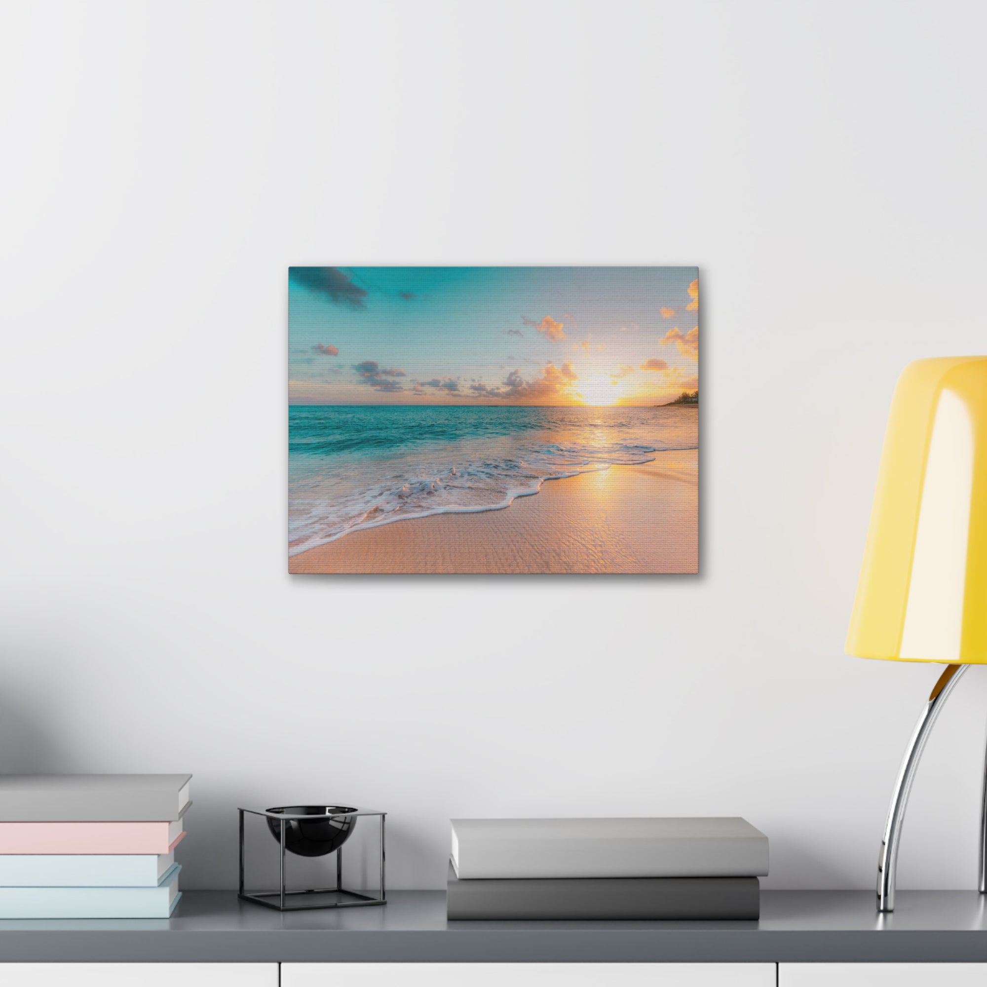 Beach Blue Sky Daylight Ocean Canvas Wall Art for Home Decor Ready-to-Hang-Express Your Love Gifts