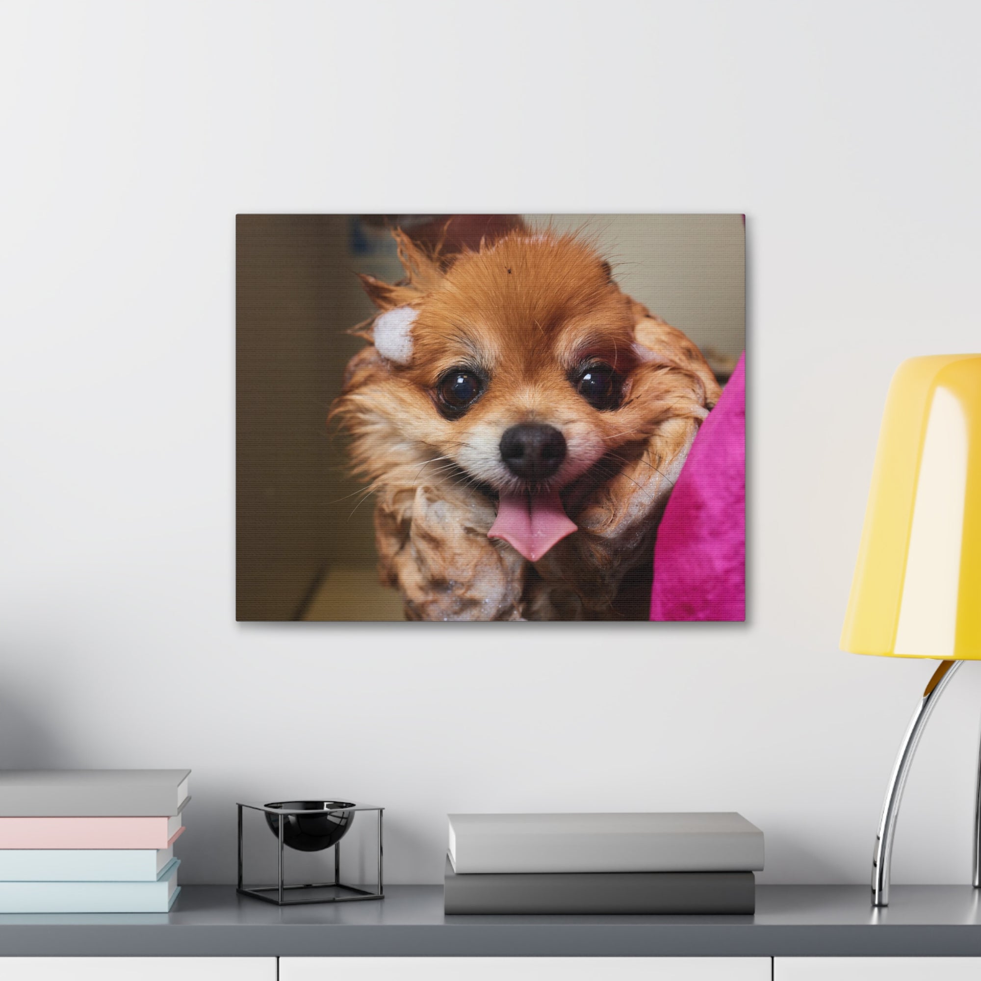 Funny Corgi Bathee Canvas Wall Art for Home Decor Ready-to-Hang-Express Your Love Gifts