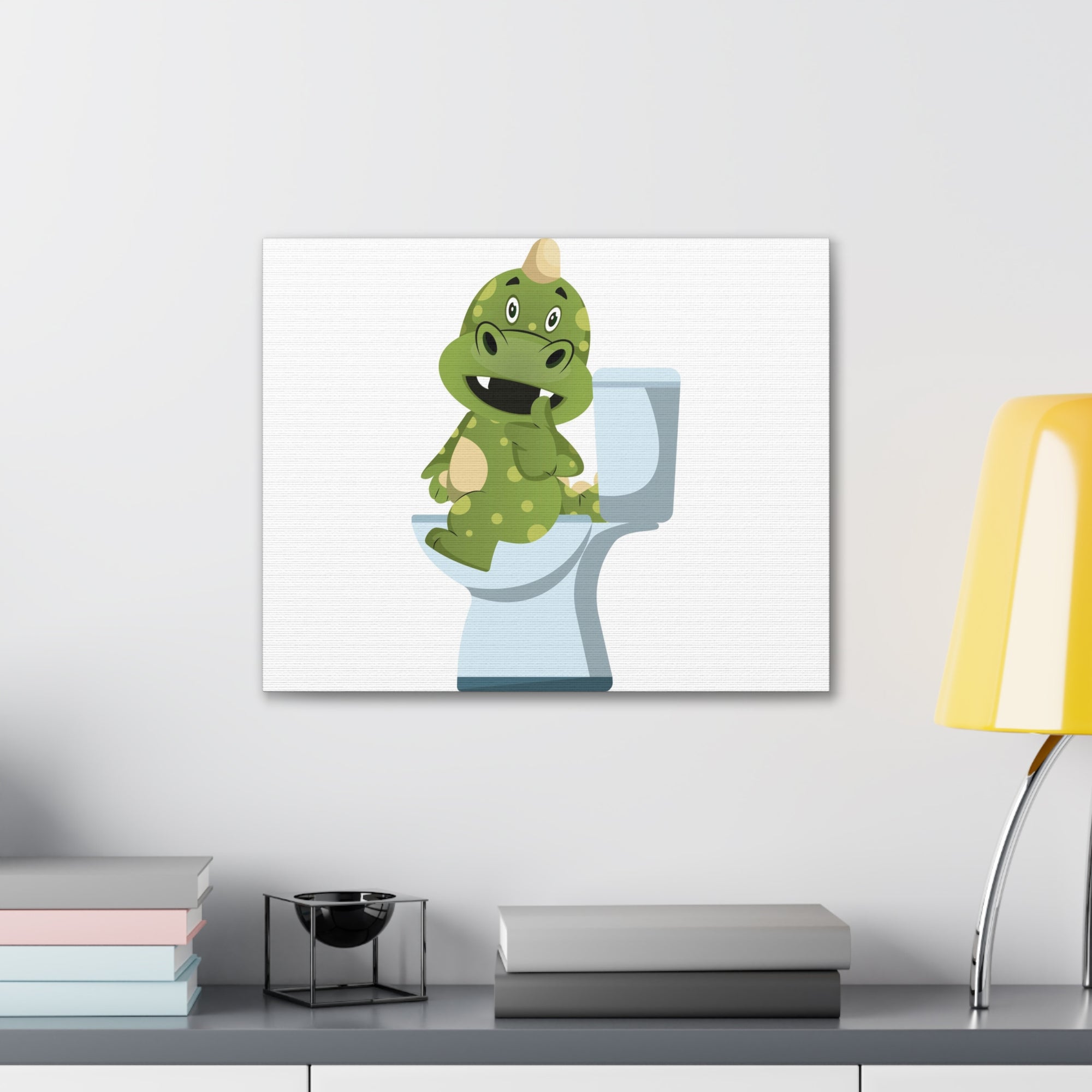 Green Dragon Sitting On Toilet Funny Canvas Wall Art for Home Decor Ready-to-Hand-Express Your Love Gifts