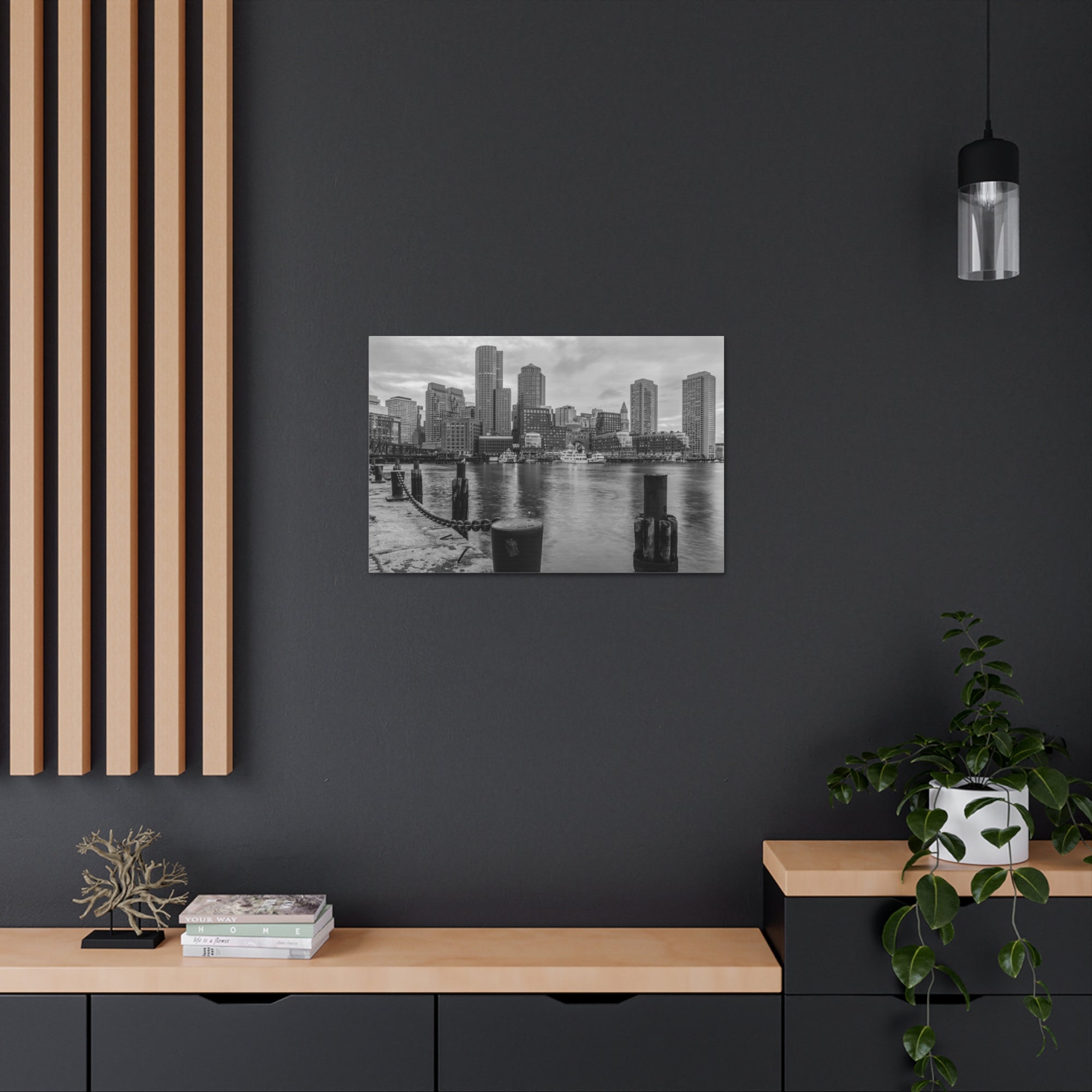 Boston Black And White Skyline Canvas Artwork High-Quality Breathtaking Stunning Cityscape for Home Decor Ready to Hang-Express Your Love Gifts