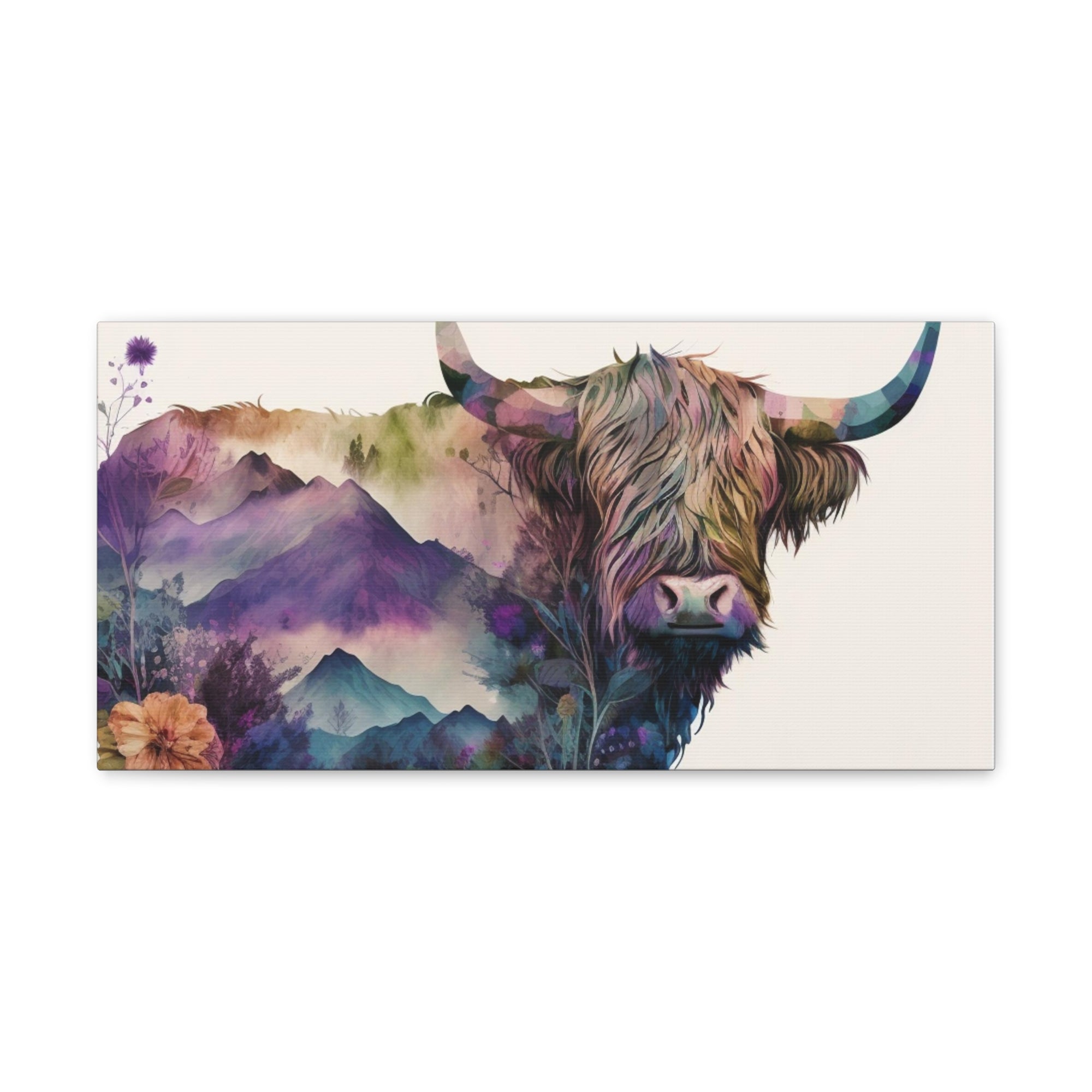 Bison Standing In Flower Field Buffalo Art Canvas Wall Art for Home Decor Ready-to-Hang-Express Your Love Gifts