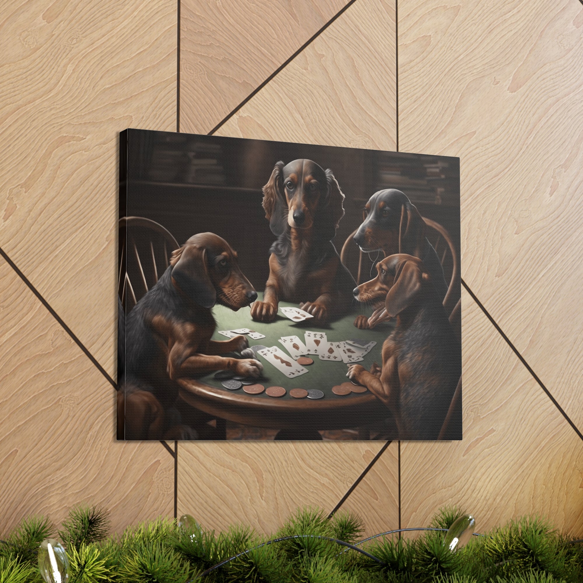 Painting Dogs Playing Poker Funny Game Animals Playing Card Canvas Wall Art for Home Decor Ready-to-Hang-Express Your Love Gifts