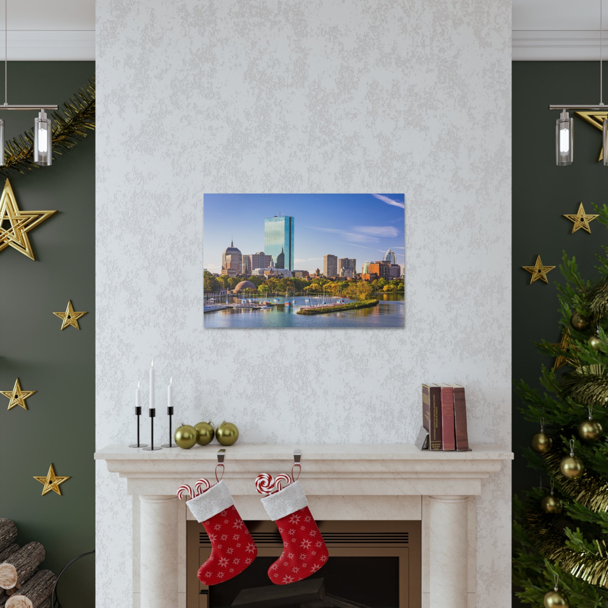 Boston Daytime Skyline Canvas Artwork High-Quality Breathtaking Stunning Cityscape for Home Decor Ready to Hang-Express Your Love Gifts