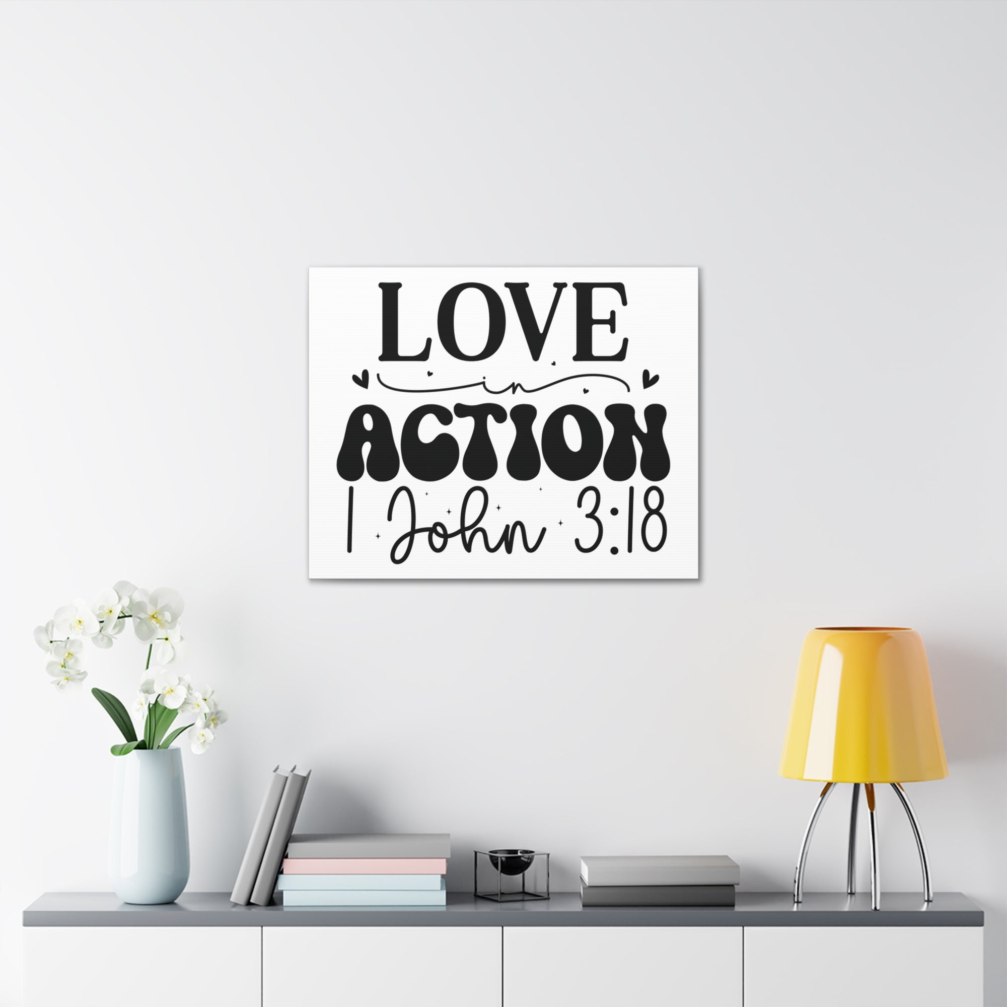 Scripture Walls 1 John 3:18 His Love in Action Bible Verse Canvas Christian Wall Art Ready to Hang Unframed-Express Your Love Gifts