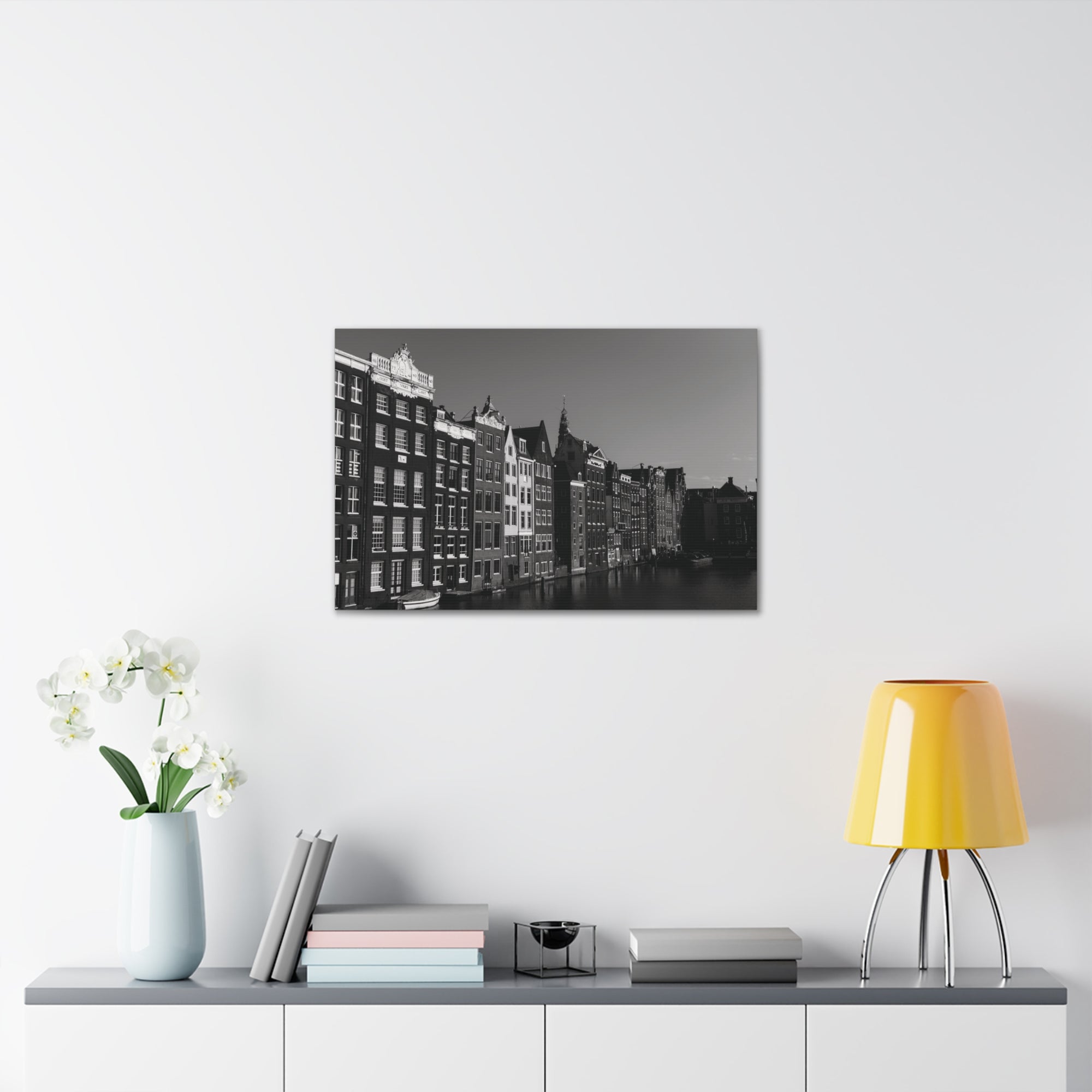 Amsterdam Black And White Skyline Canvas Artwork High-Quality Breathtaking Stunning Cityscape for Home Decor Ready to Hang-Express Your Love Gifts